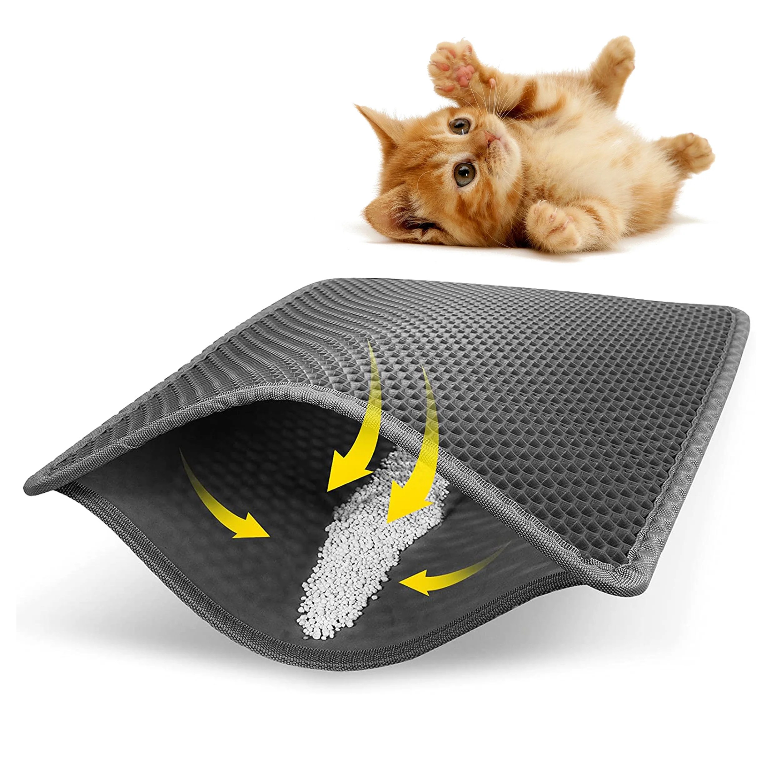 Cat Litter Mat for Litter Box,Black Kitty Litter Mat, Waterproof