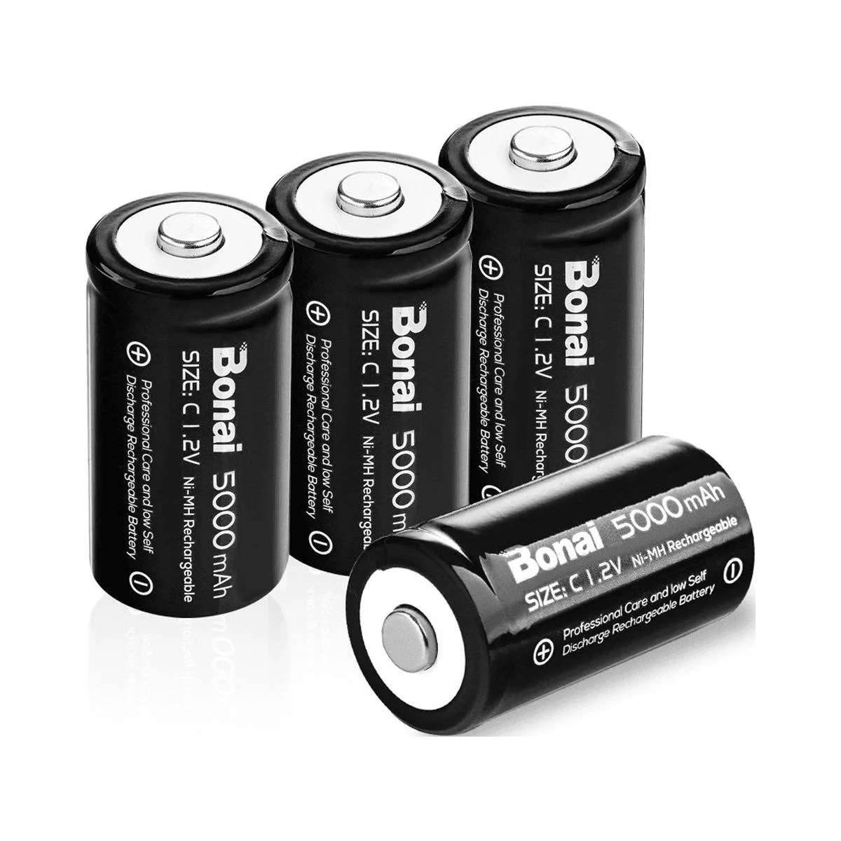 BONAI Rechargeable C Batteries, C Cells 5000mAh 1.2V NiMH High