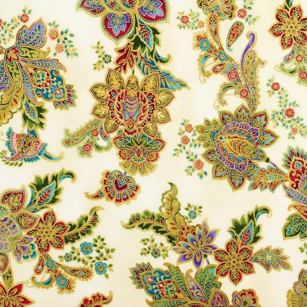 Robert Kaufman, La Scala 7 Metallic Fabric, Ivory