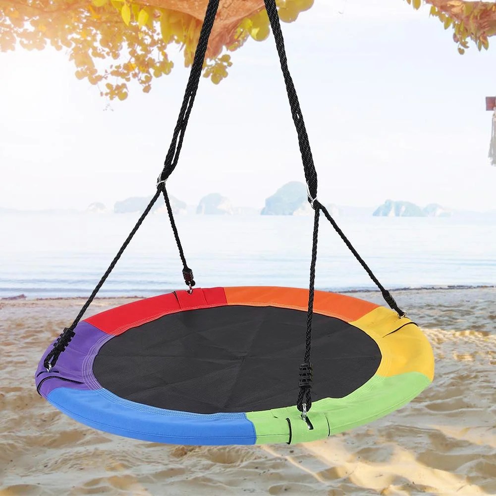 HERCHR Round Tree Swing Playground Tree Outdoor Hanging Play Slide