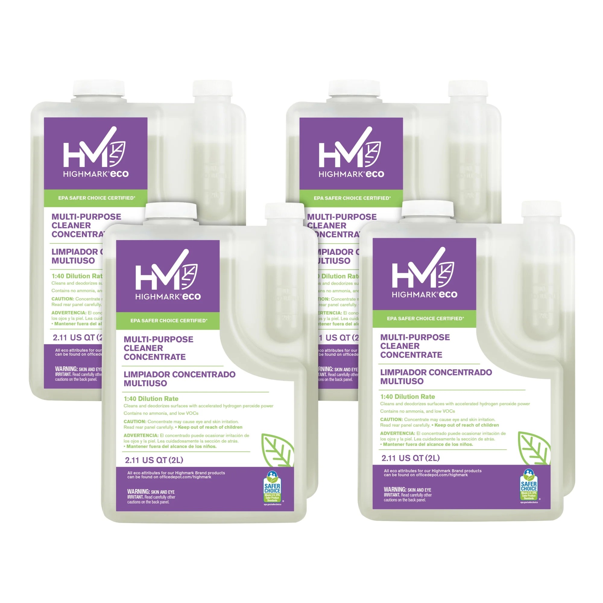 Highmark® ECO MultiPurpose Cleaner Concentrate, 2 Liters, Case Of 4 Bottles