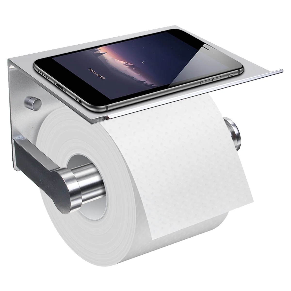 Toilet Paper Holder with Phone Shelf, Fit Mega Rolls, Tissue Roll