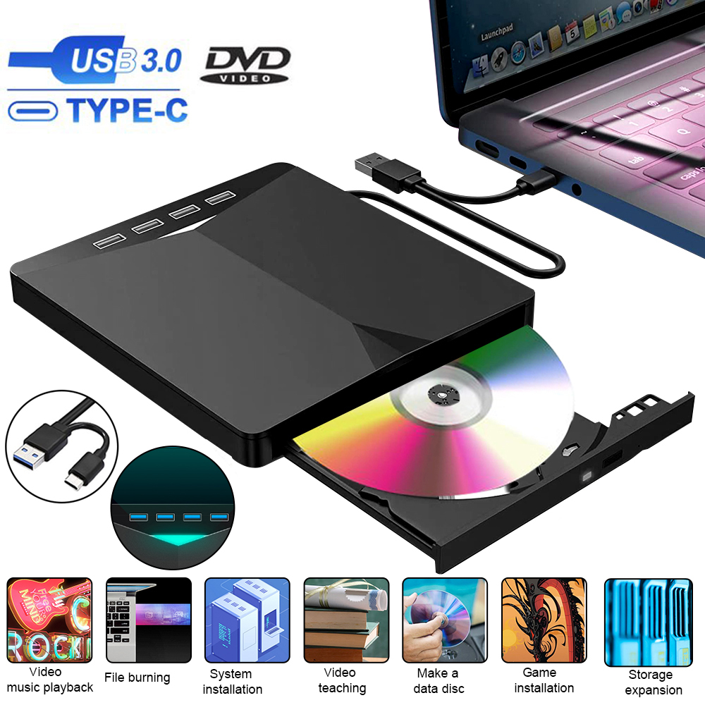 Giugt External CD DVD Drive, 7 in 1 External CD/DVD Drive for Laptop