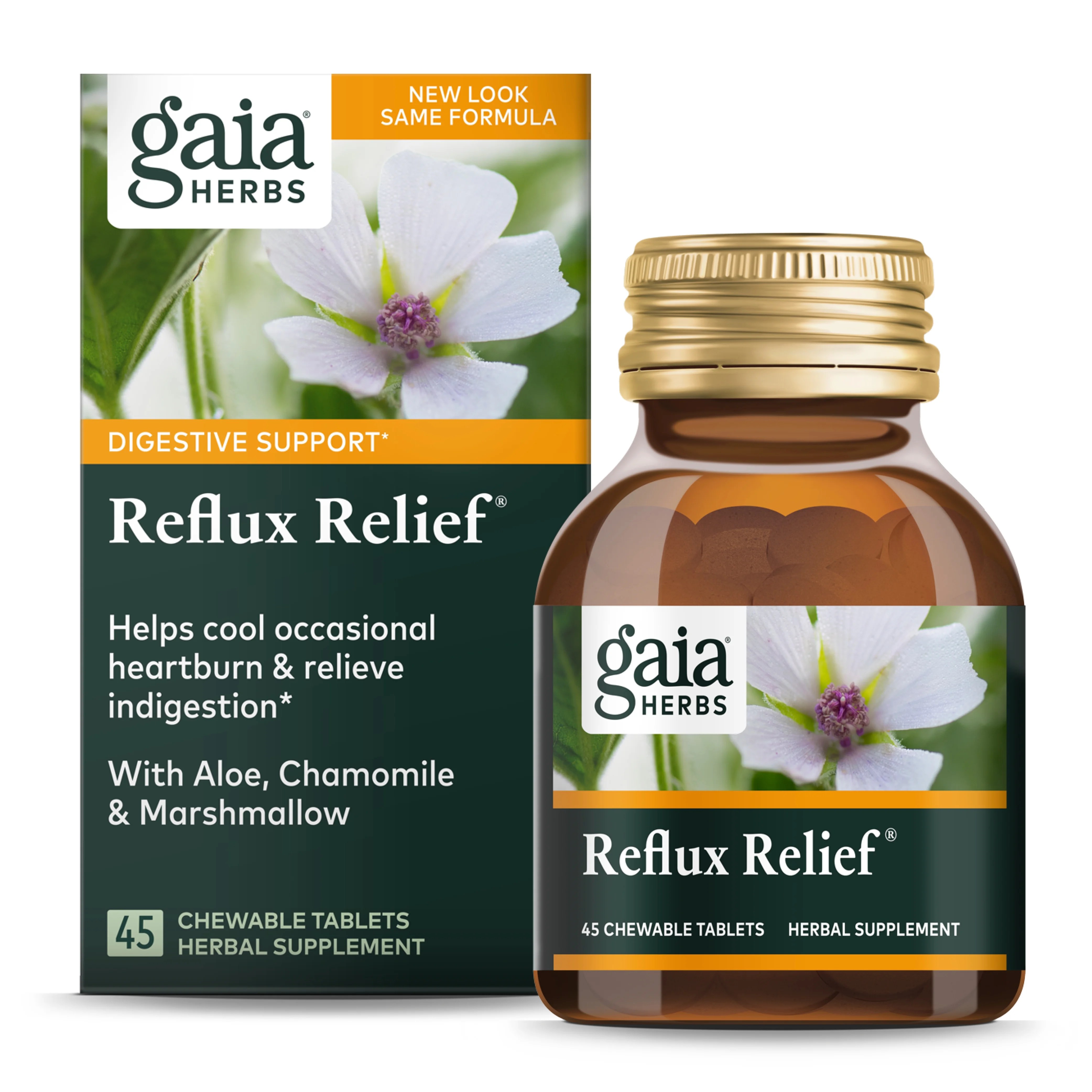 Gaia Herbs Reflux Relief With Marshmallow Root, Chamomile, Aloe