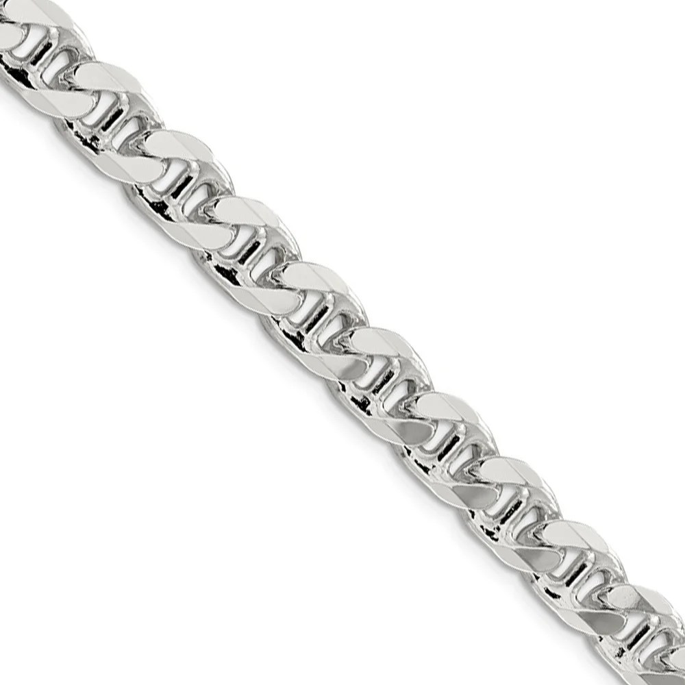 Black Bow Jewelry Company 9mm Sterling Silver Solid Flat Cuban Anchor