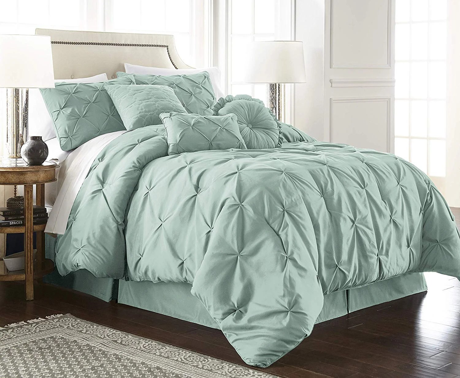 Chezmoi Collection Sydney 7Piece Pintuck Pinch Pleat Comforter Set