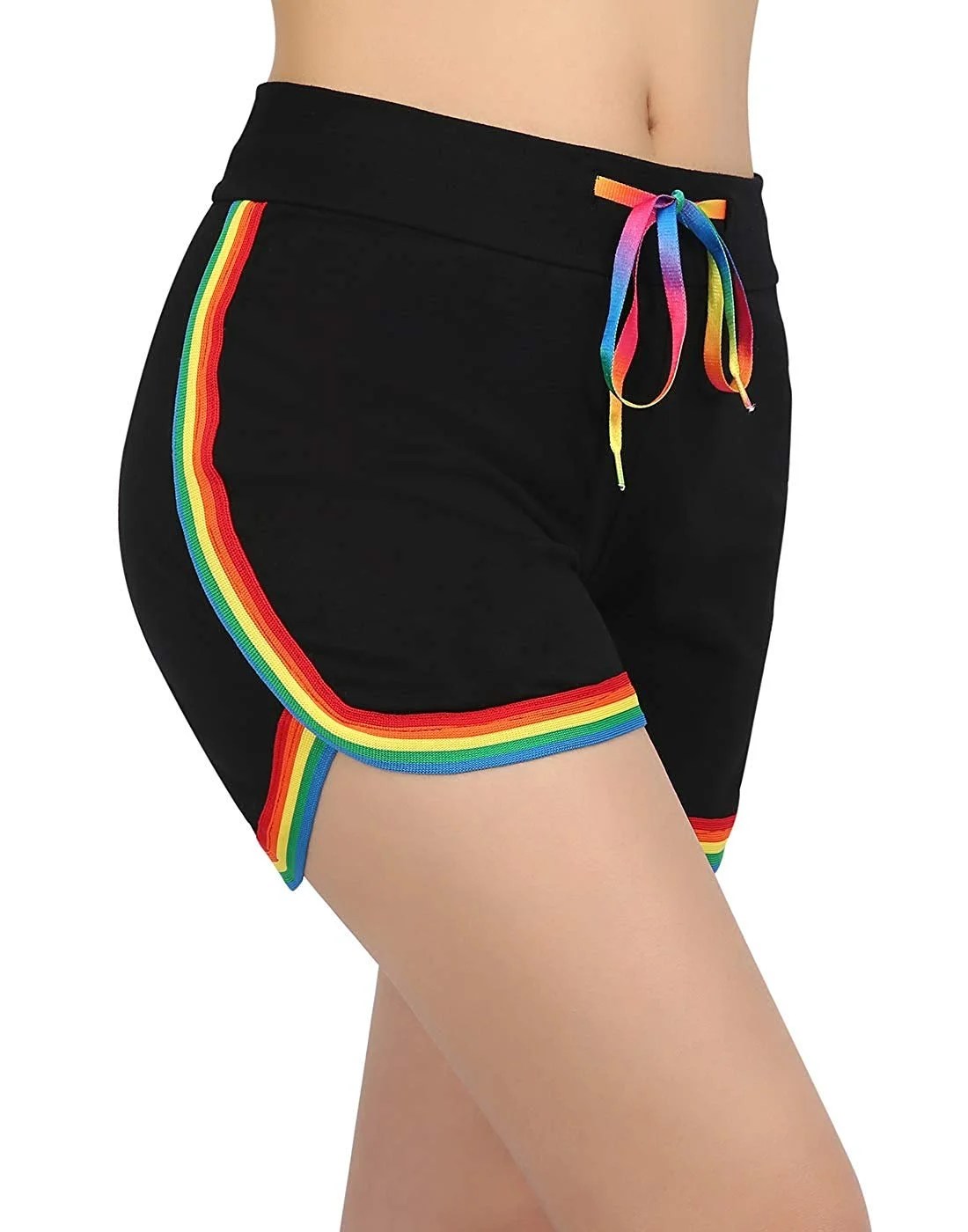 HDE Womens Rainbow Striped Retro Fashion Dolphin Running Workout Shorts HDE Womens Rainbow Striped Retro Fashion Dolphin Running Workout Shorts