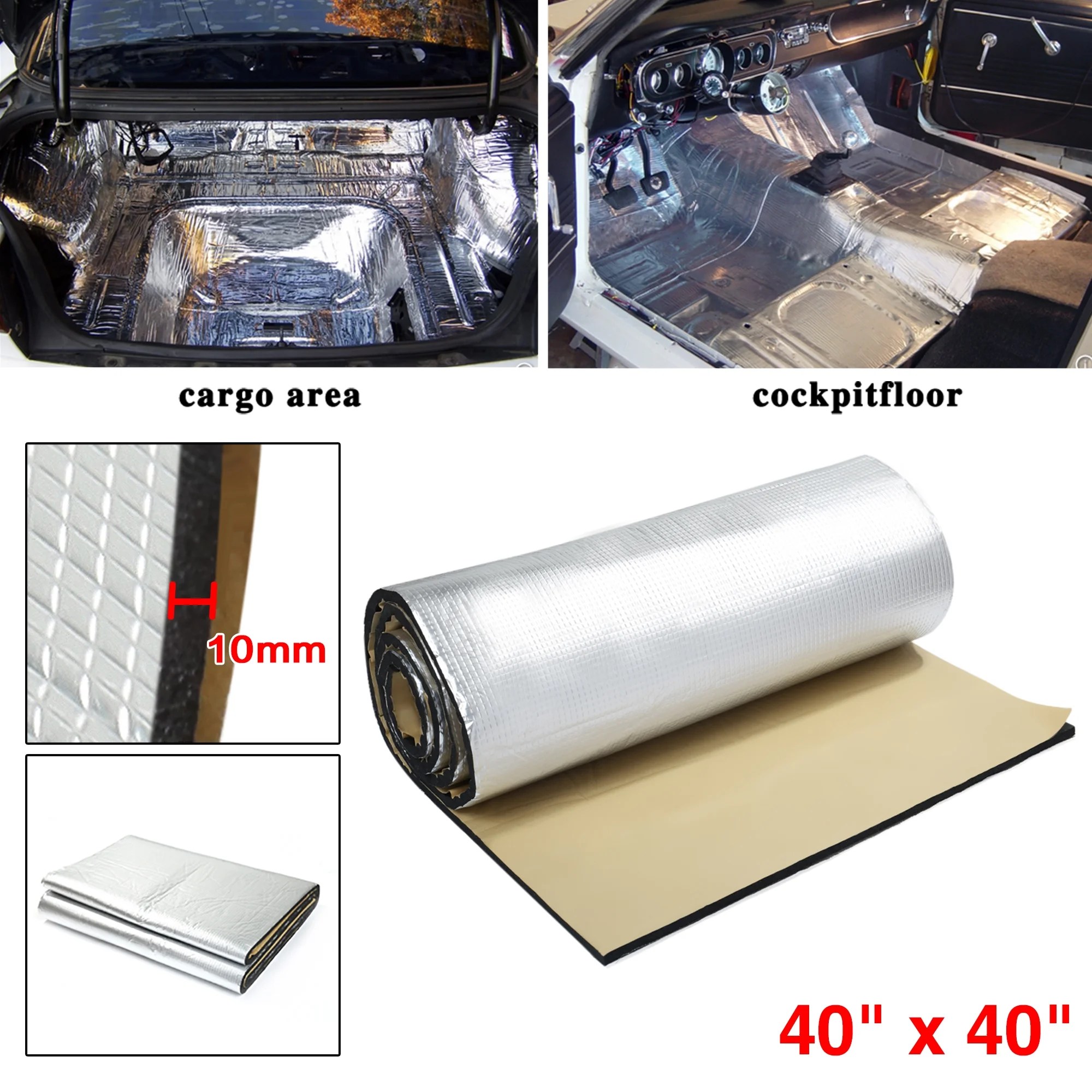 Car 10.76sqft Heat Insulation Sound Deadener Noise Dampener Mat 40" x