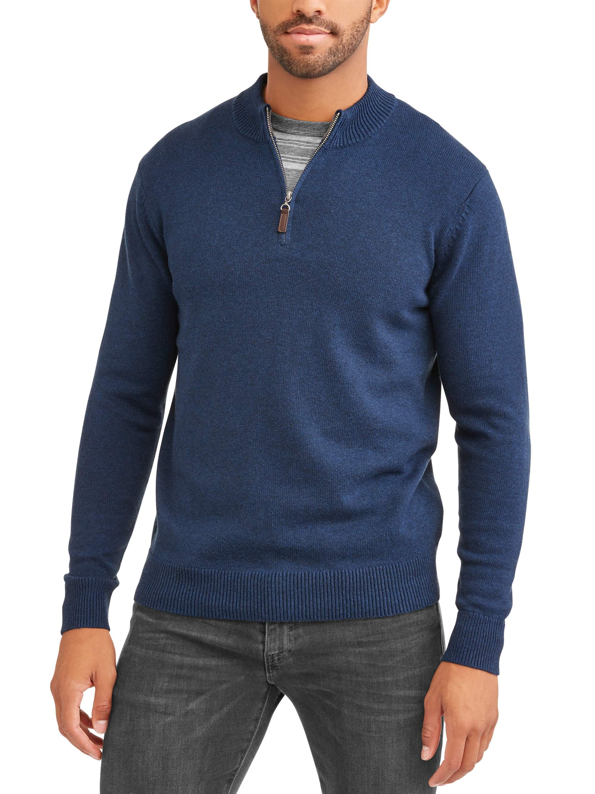 Men's and Big Men's Quarter Zip Sweater, up to Size 5XL