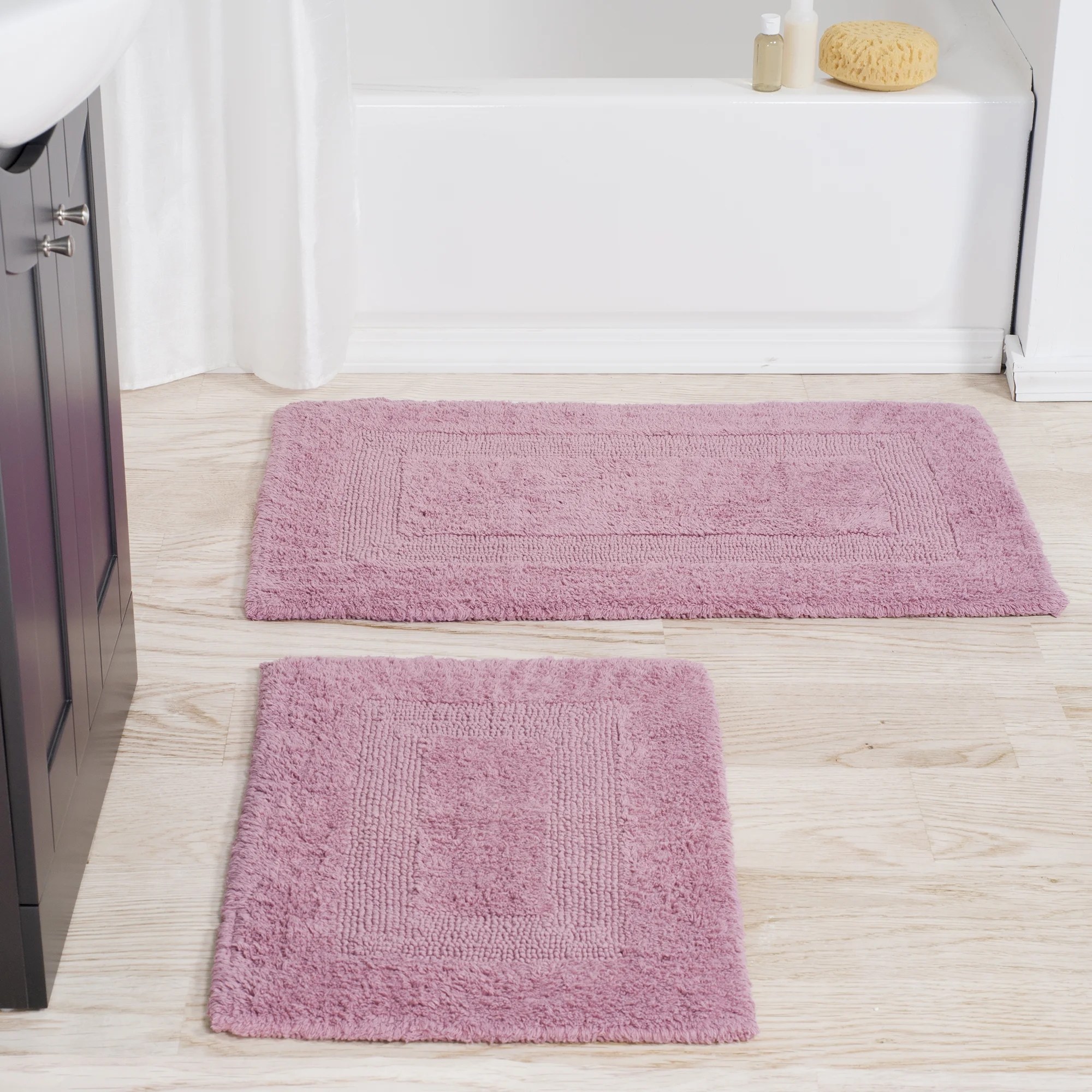 Somerset Home 100 Cotton 2 Piece Reversible Rug Set Rose Walmart