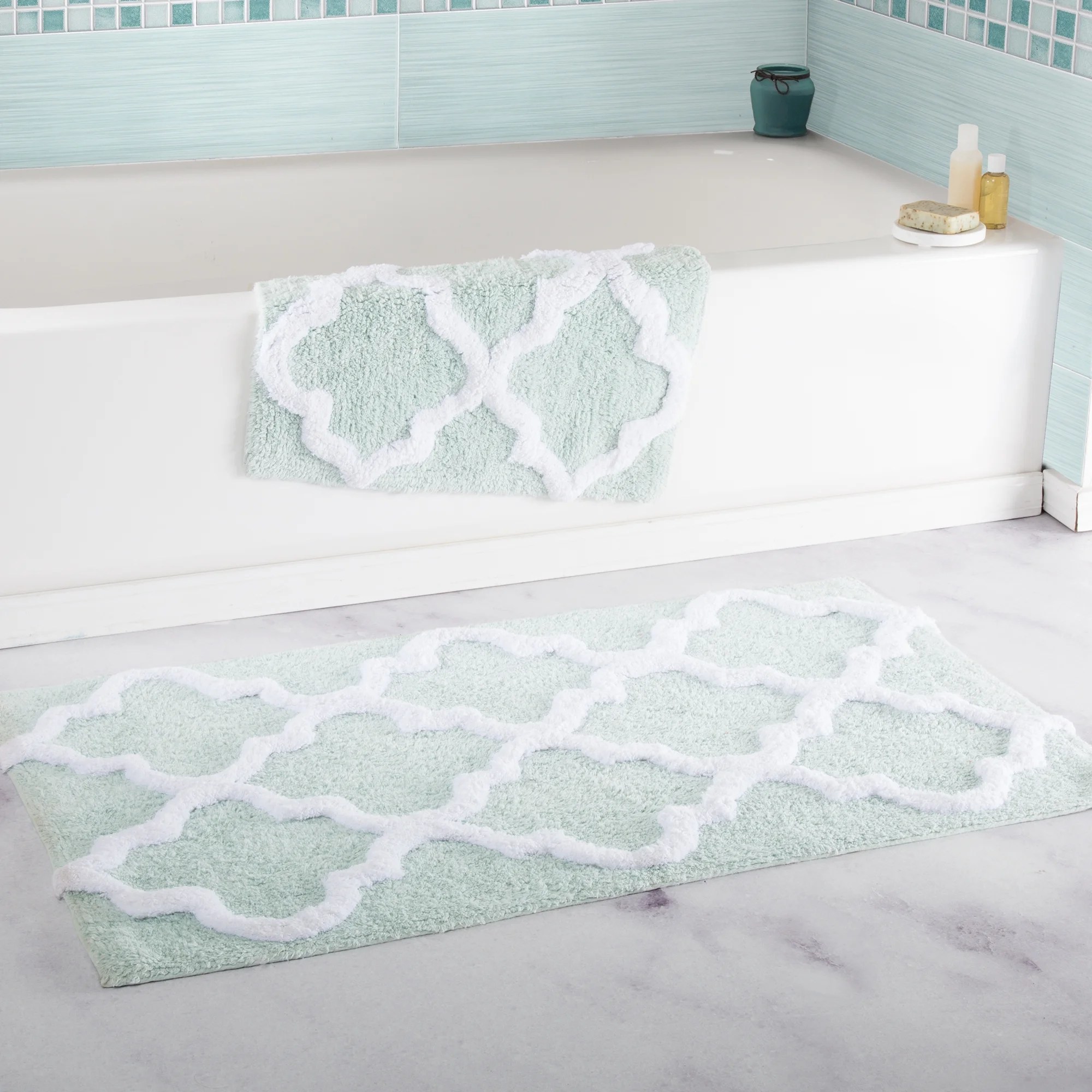 Somerset Home Seafoam Green Cotton NonSlip Bath Mat, 41" x 24.5" (2