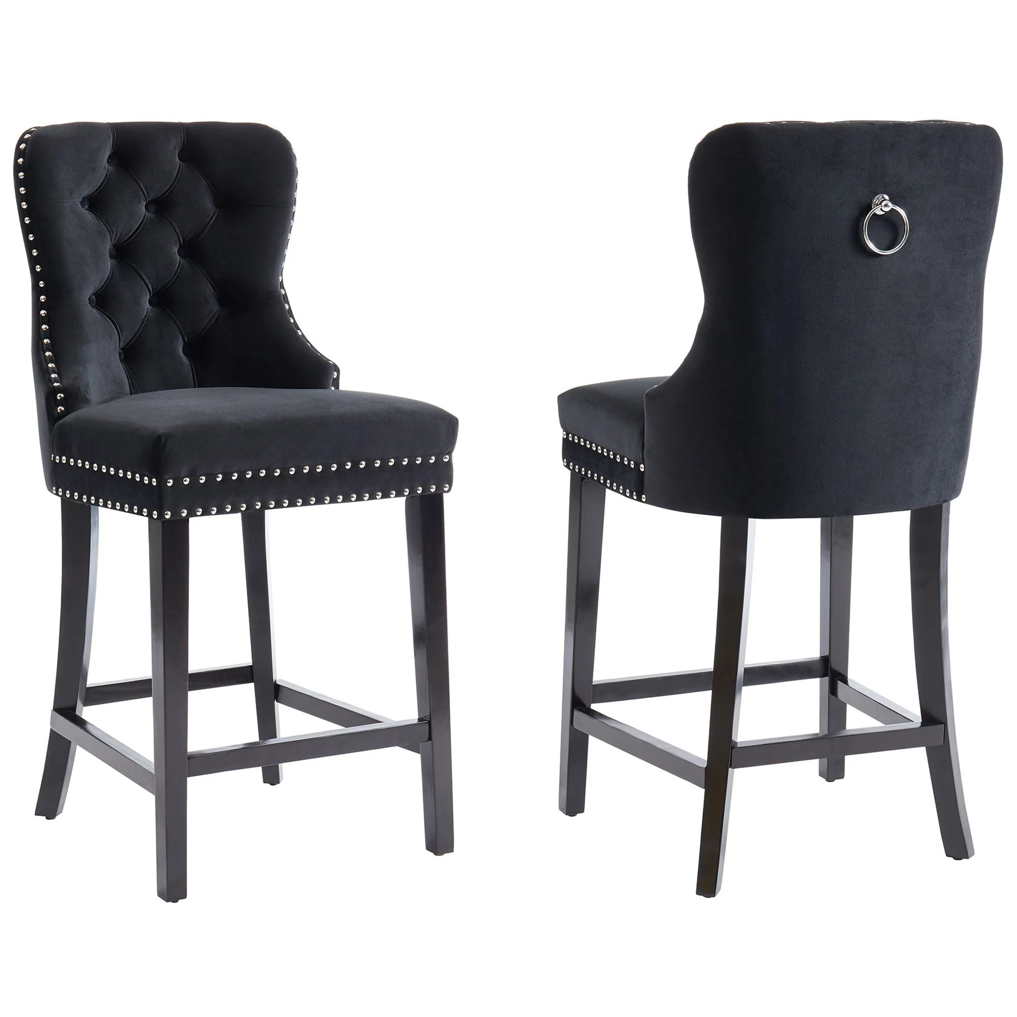 Set of 2 Black Contemporary Counter Stools 42.25"