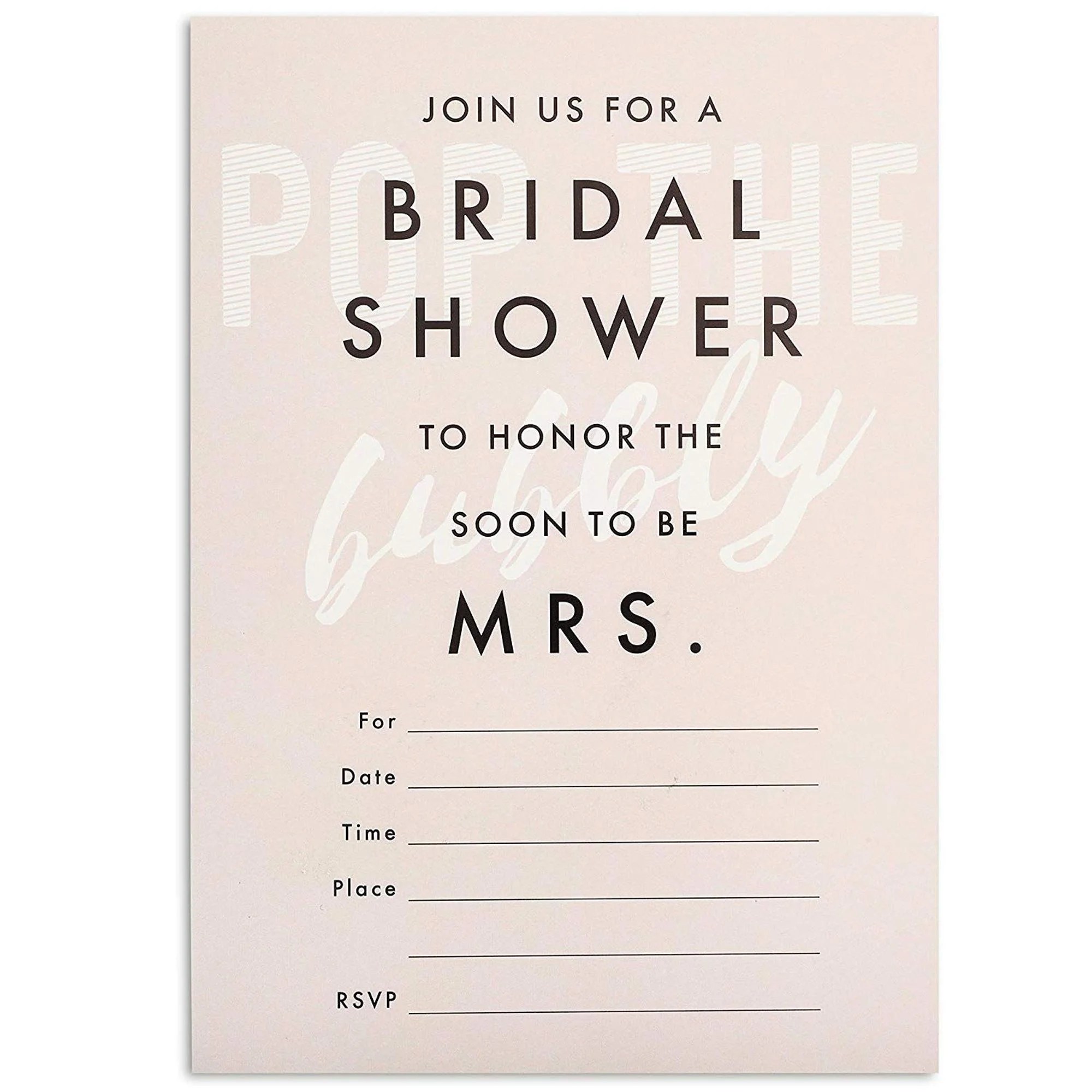 36 Packs Bridal Shower Invitations with Pink Envelopes, Fillin Fill in