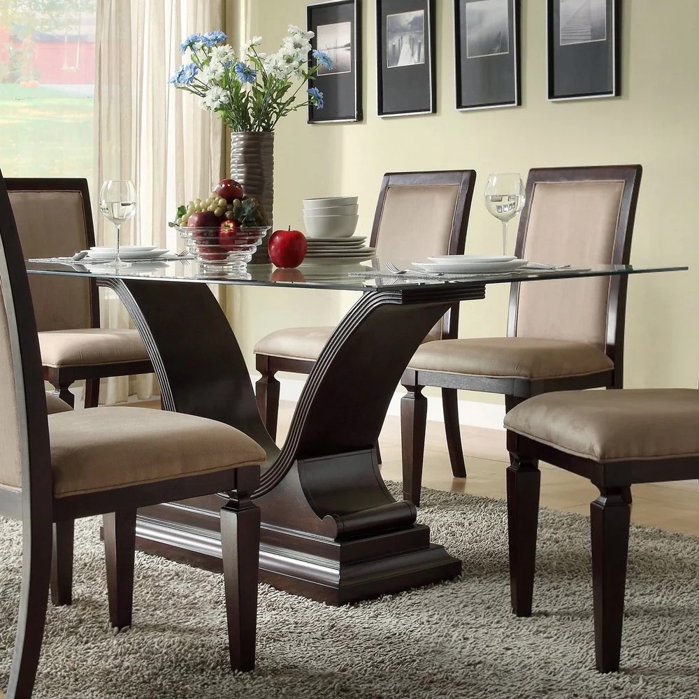 Homelegance Plano Rectangular Glass Dining Table w/ UShaped Base Homelegance Plano Rectangular Glass Dining Table w/ UShaped Base