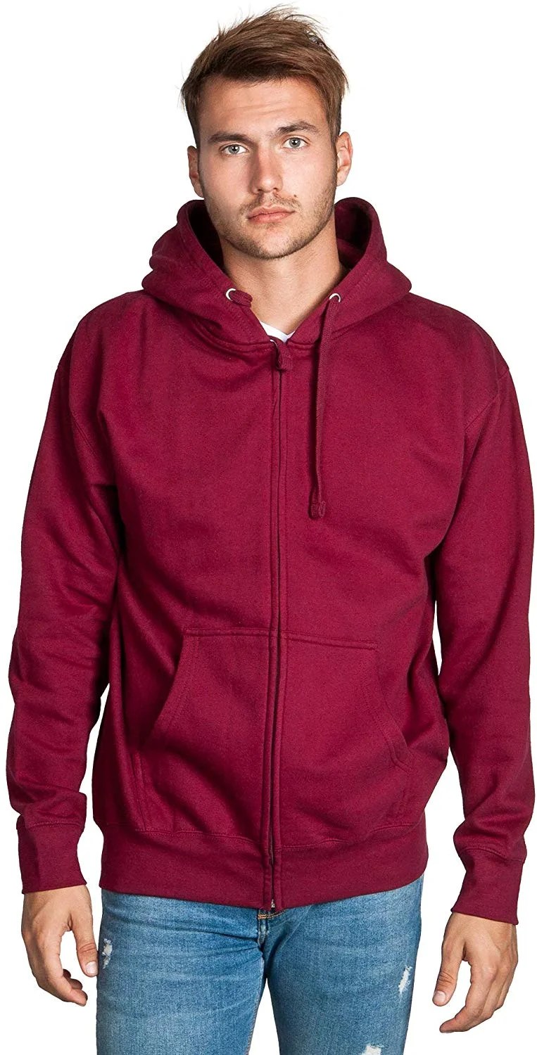 Mens Full Zip up hoodie Fleece Zipper Heavyweight Hooded Jacket