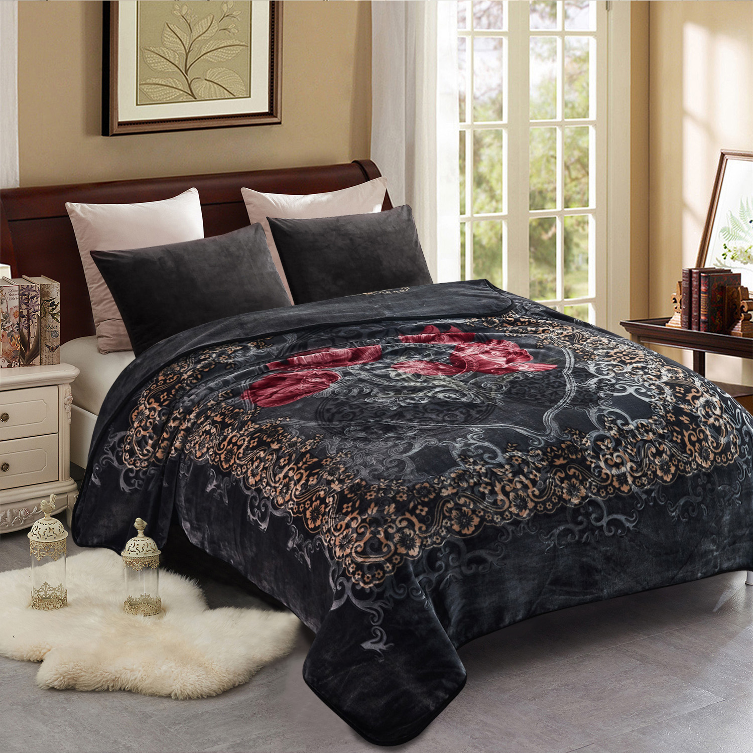 Fleece Plush Blanket King Size, Heavy Korean Mink Blanket 85 X 95