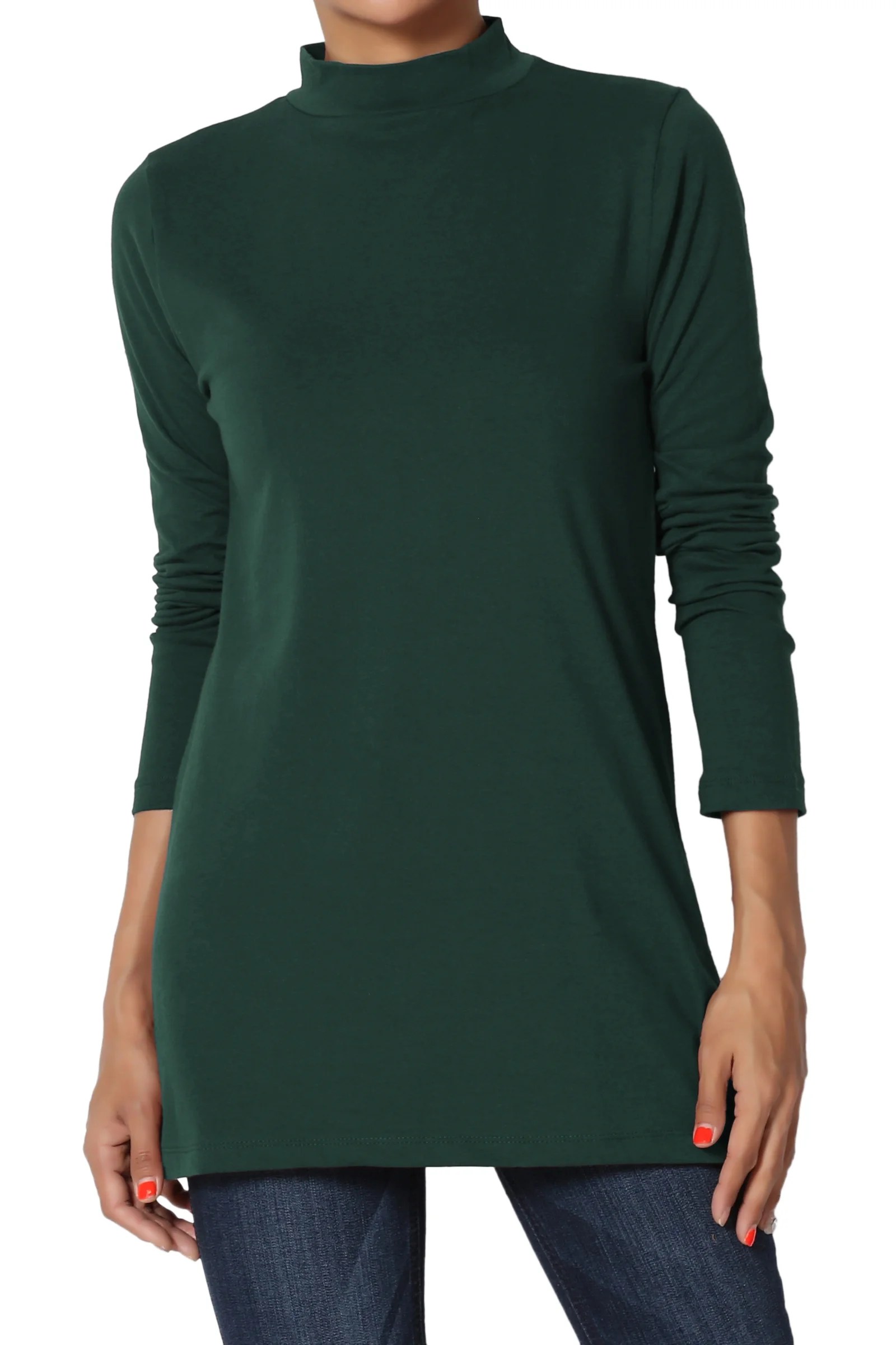 TheMogan TheMogan Women's S3X Mock Neck Long Sleeve TShirt Stretch
