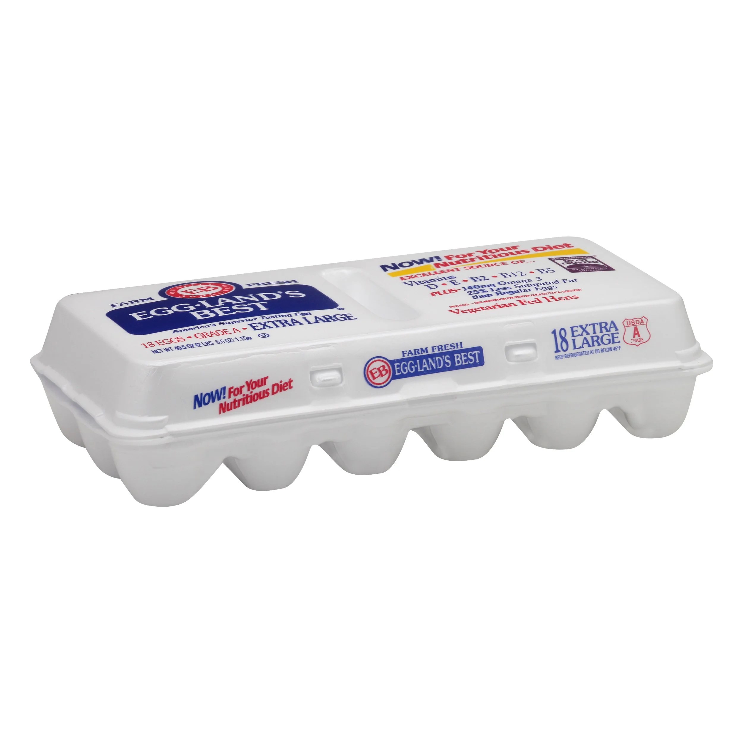 EggLand's Best Farm Fresh Extra Large White Grade AA Eggs, 18 Count