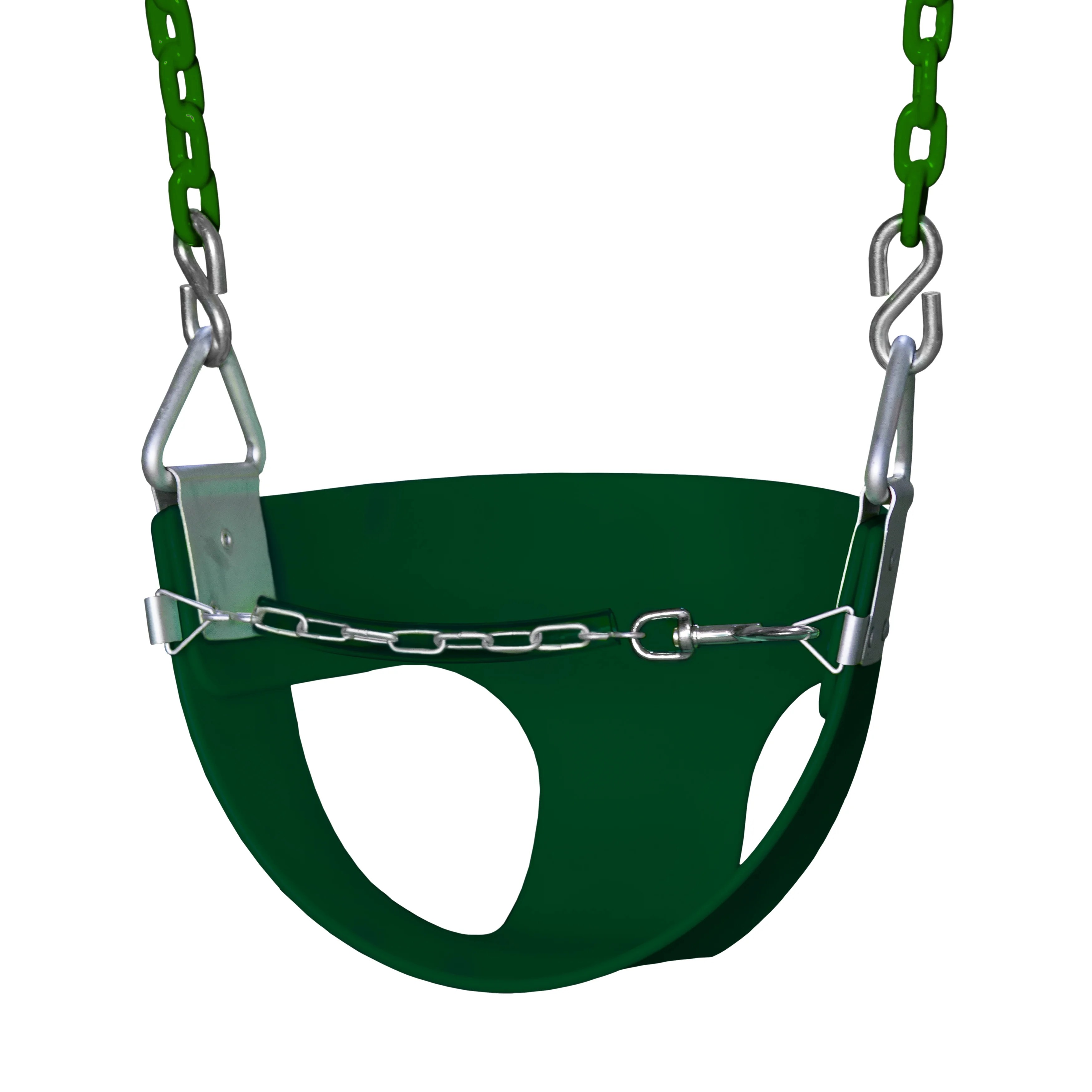 Gorilla Playsets Half Bucket Toddler Swing Green with Green Chains