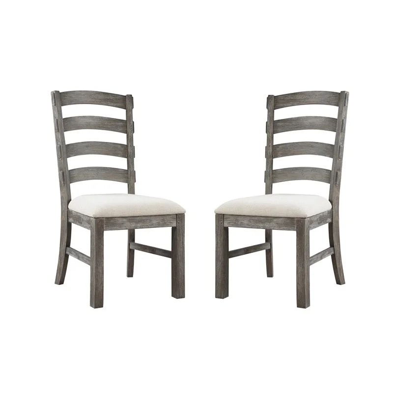 Pemberly Row Magnolia Rustic Gray Ladder Back Dining Side Chair (Set of