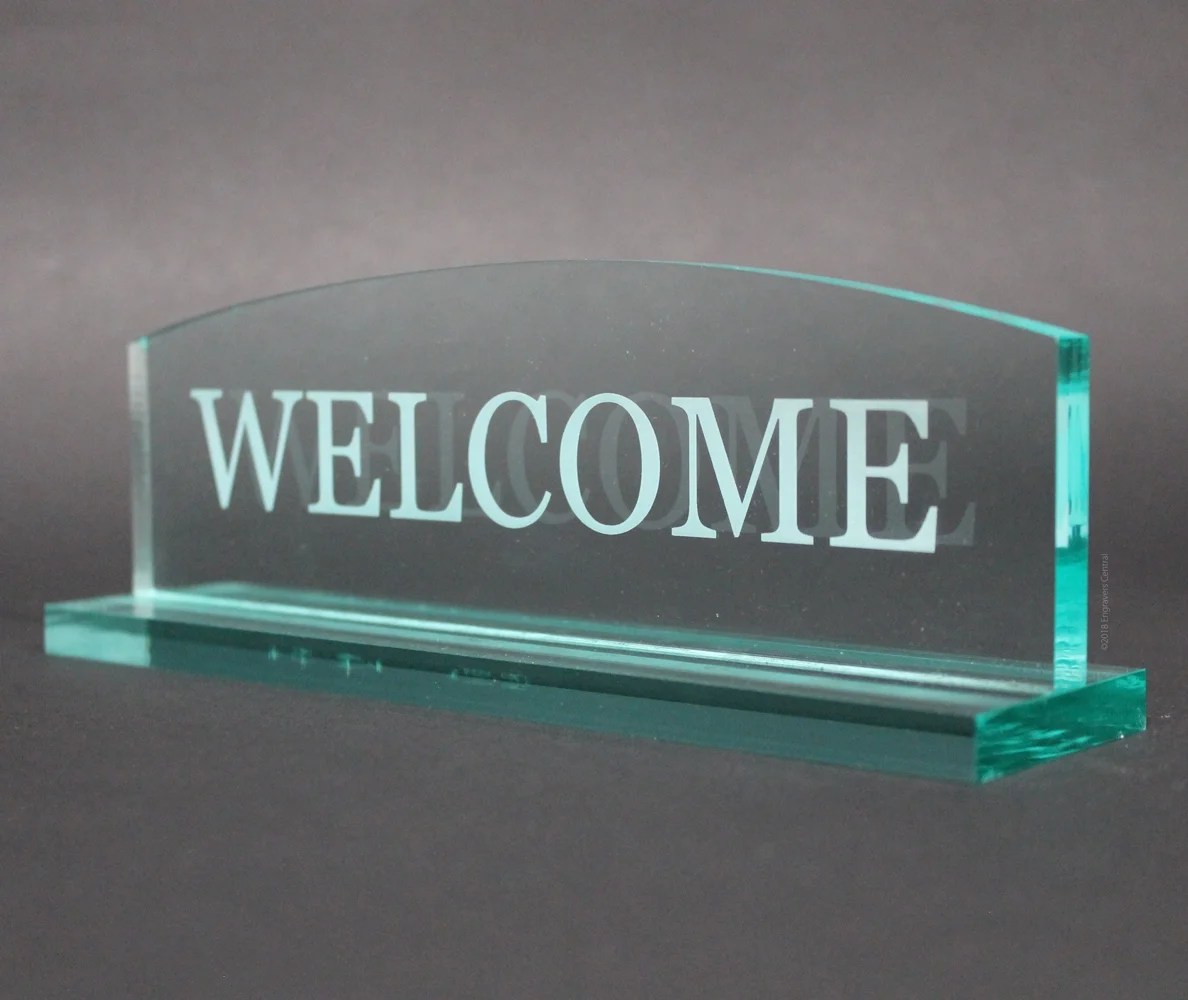 Engraved Office Desk / Table Top Name Plate 3/8" Glasslike