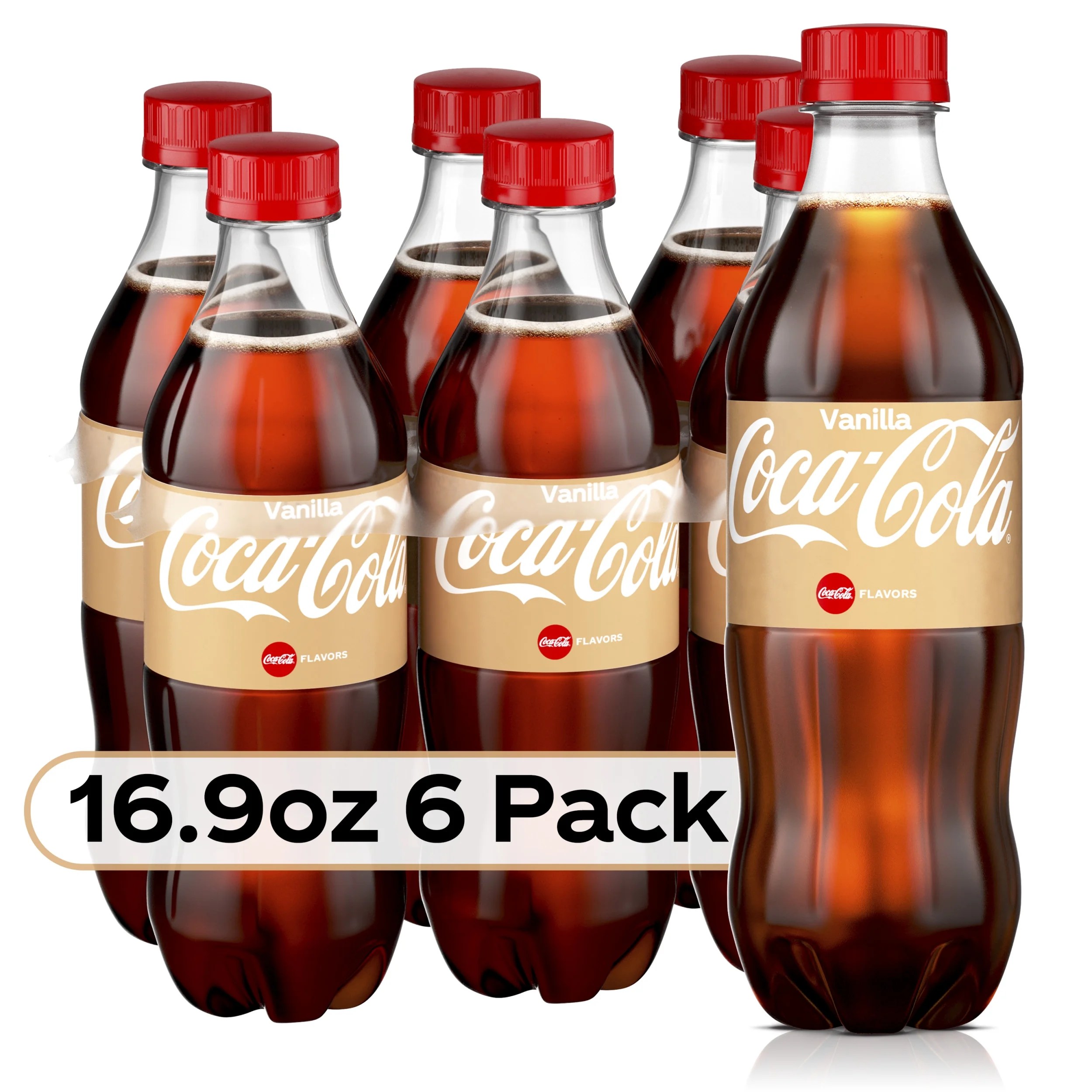 CocaCola Vanilla Soda Soft Drinks, 16.9 fl oz, 6 Pack
