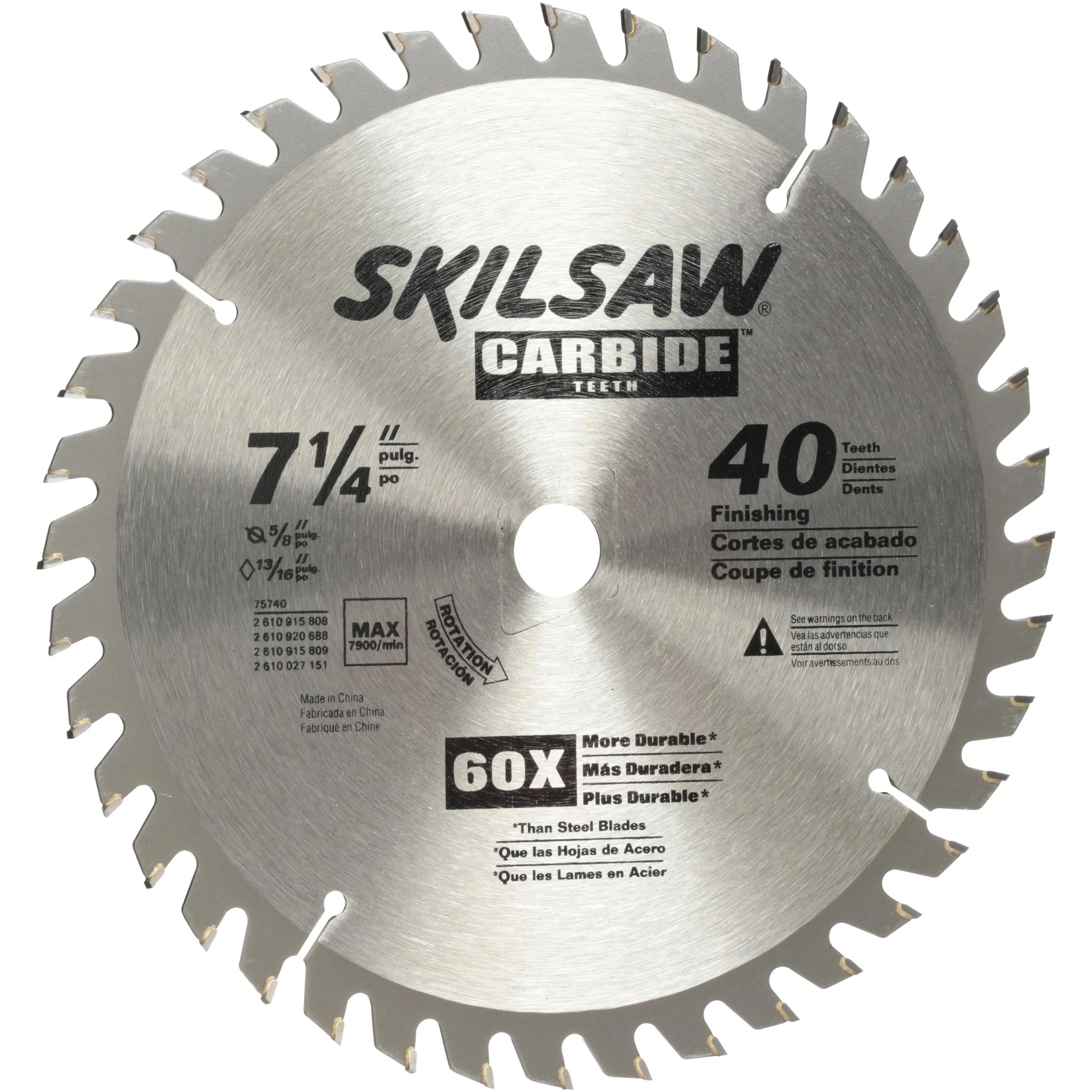 SKIL 71/4Inch 40Tooth Carbide Tipped Circular Saw Blade, 75740W