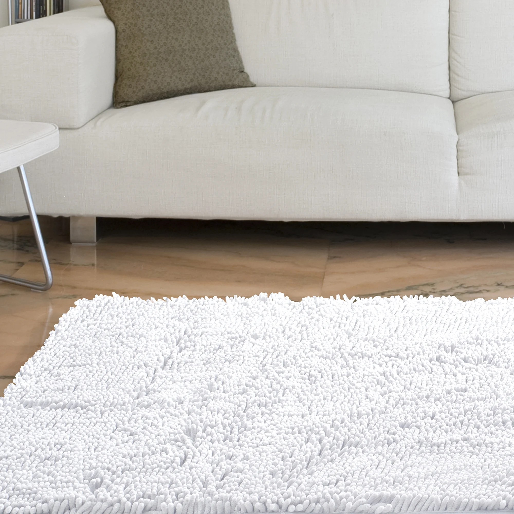 Somerset Home Shag Area Rug, White, 21" x 36"
