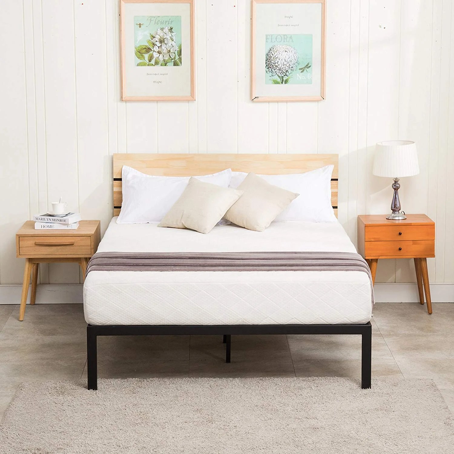 Bed Frame Platform Mecor Headboard & Slats Bedroom