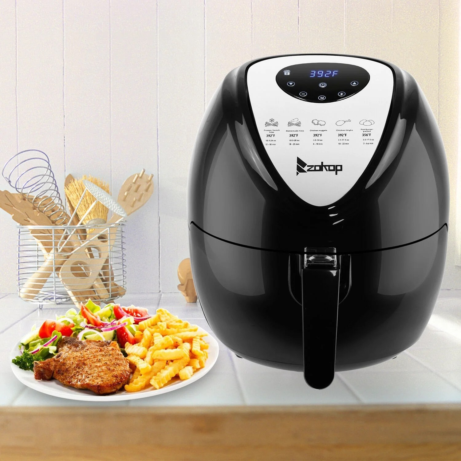 1800W Extra Large Deep Air Fryer LCD Display Temperature Control 6.8Qt