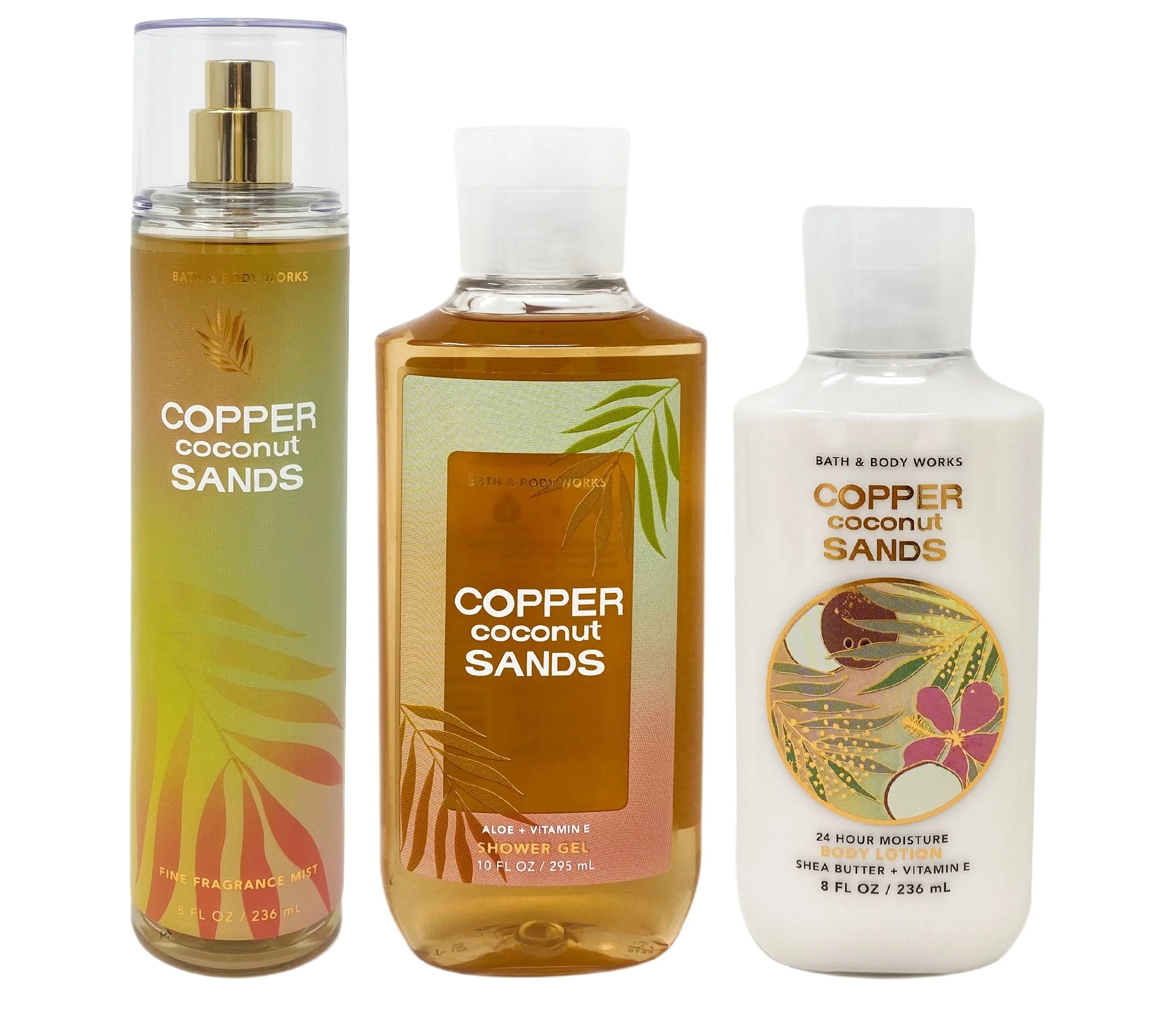 Bath and Body Works Copper Coconut Sands Trio Gift Set Includes Fine