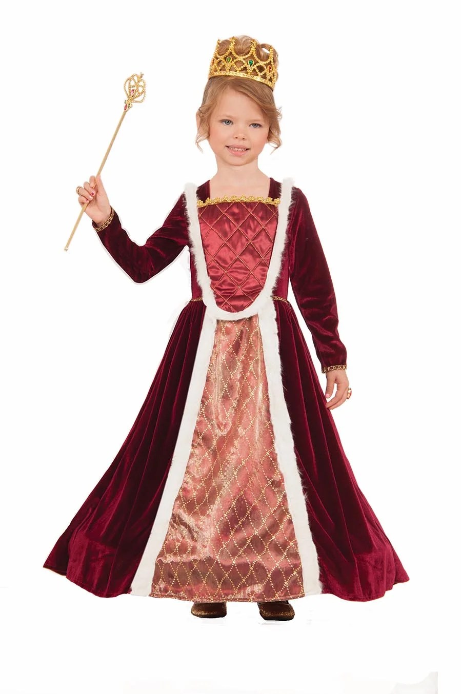 Royal Medieval Queen Red Renaissance Princess Dress Fairy Tale Girls