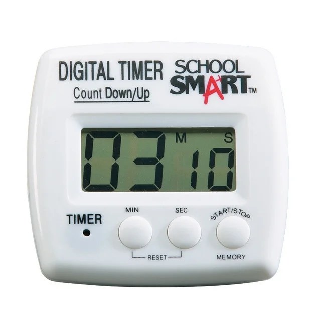 School Smart Count up/Count Down Timer, Digital, (1) AAA Battery, 3 x 3