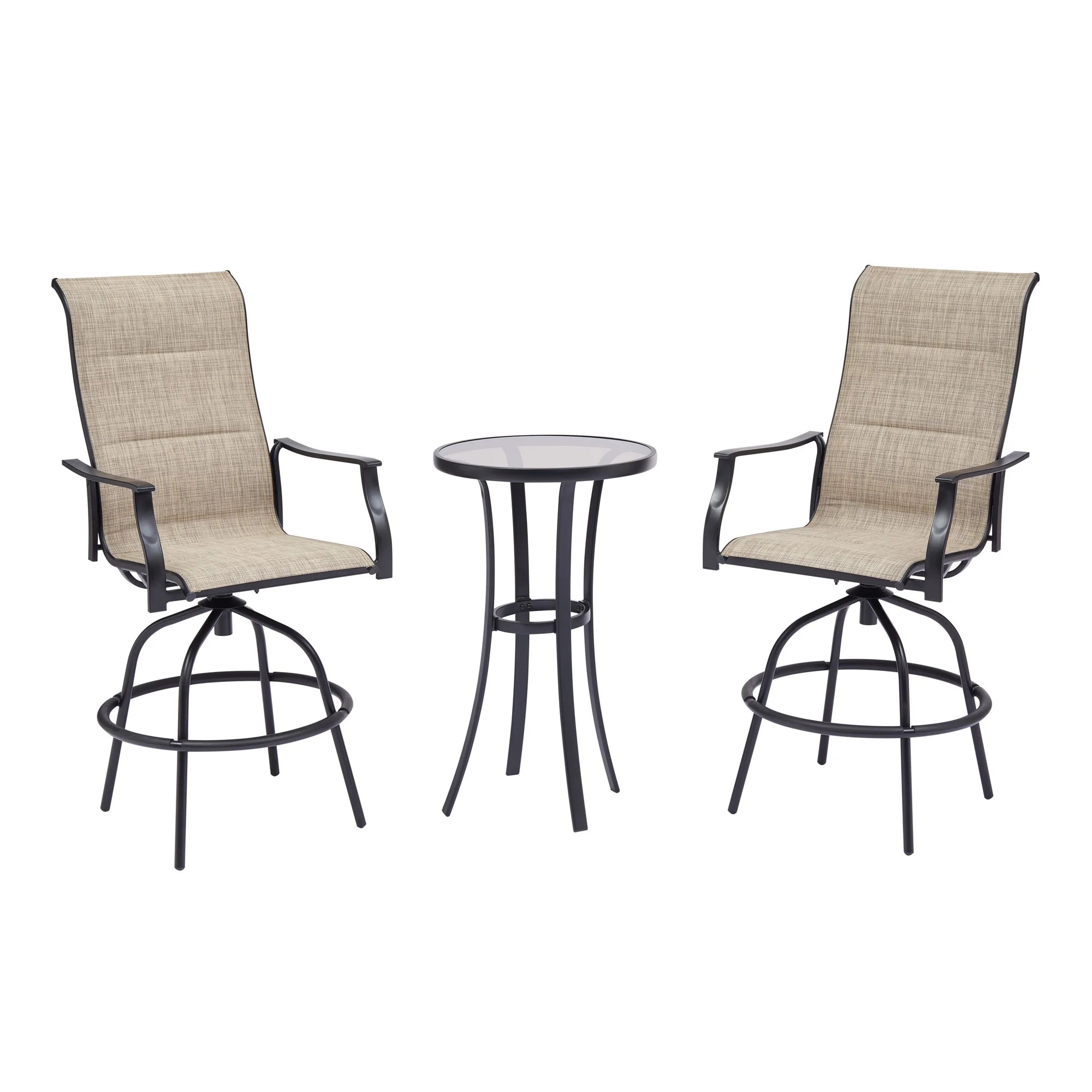 Bistro Sets Mainstays Highland Knolls Padded Sling 3Piece Bistro Set