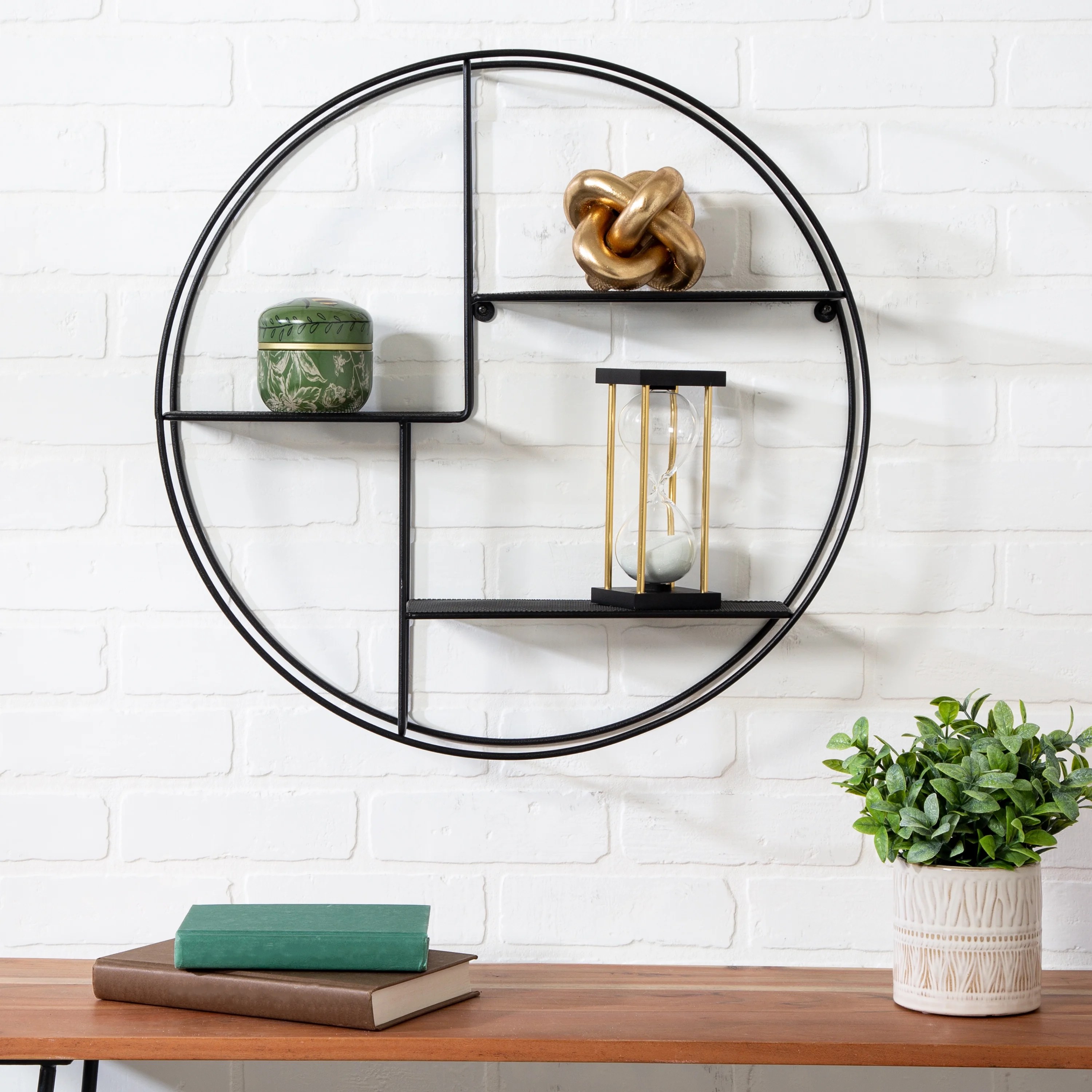 Honey Can Do Rustic Circular Wall Shelf, Black Honey Can Do Rustic Circular Wall Shelf, Black