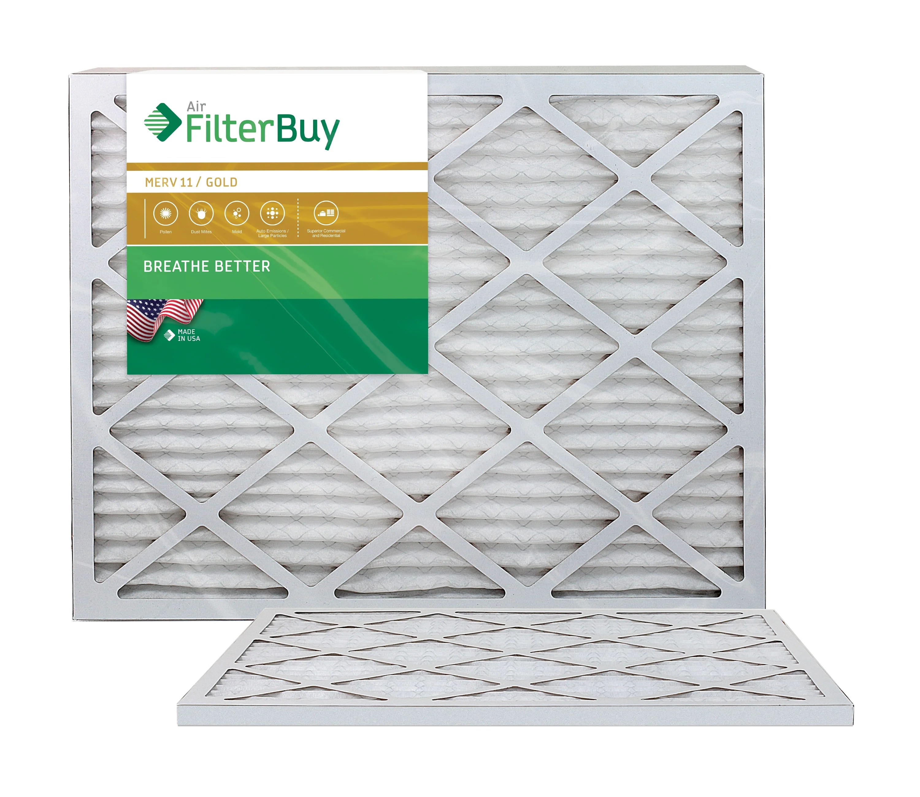 FilterBuy 30x30x1 MERV 11 Pleated AC Furnace Air Filter, (Pack of 2