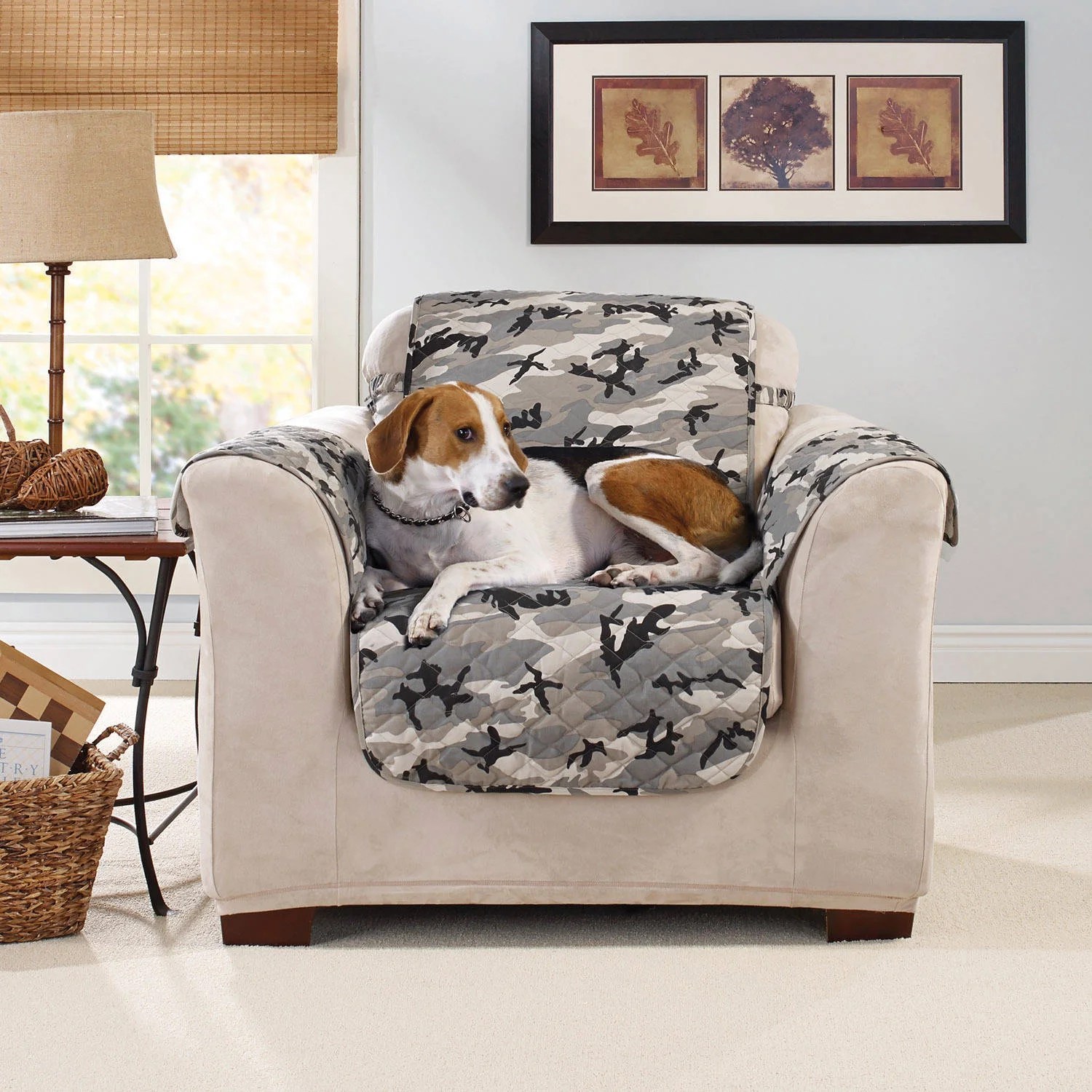 Sure Fit Camouflage Pet Chair Cover with Strap