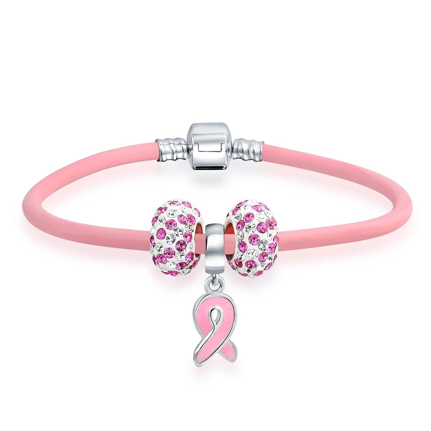 Bling Jewelry Breast Cancer Survivor Pink Ribbon Crystal Charm Pink