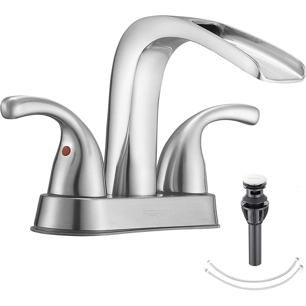 Waterfall bathroom faucet 4 inch 2 handle 3 hole sink faucet with