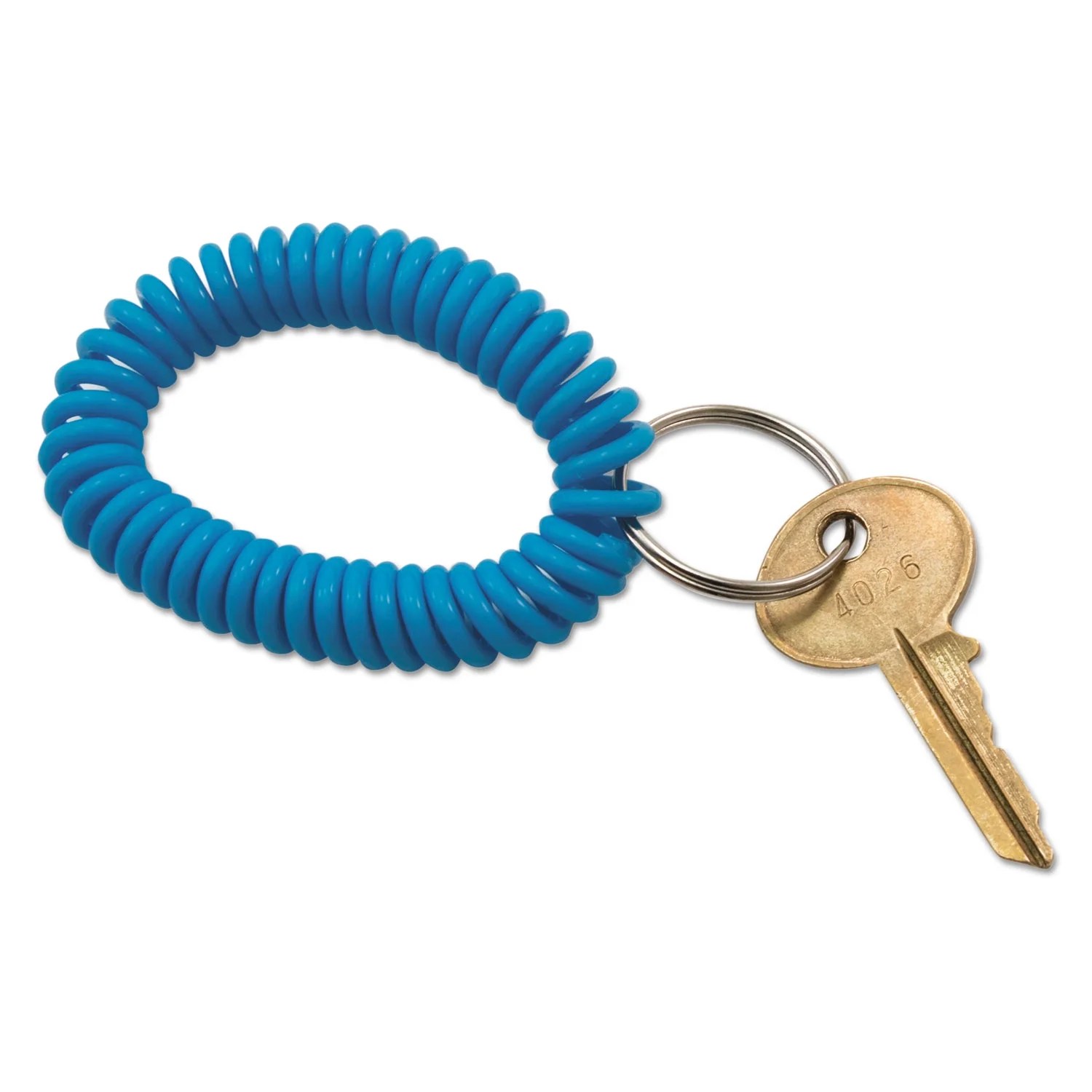 Spiral Key Chain, Plastic, Blue/Green/Pink/Purple, 4/Pack