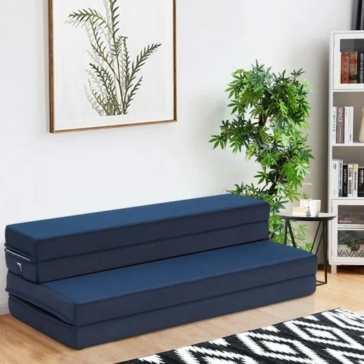5' Quart Folding Futon Sleepover Sofa Bed Foam MattressQueen Size