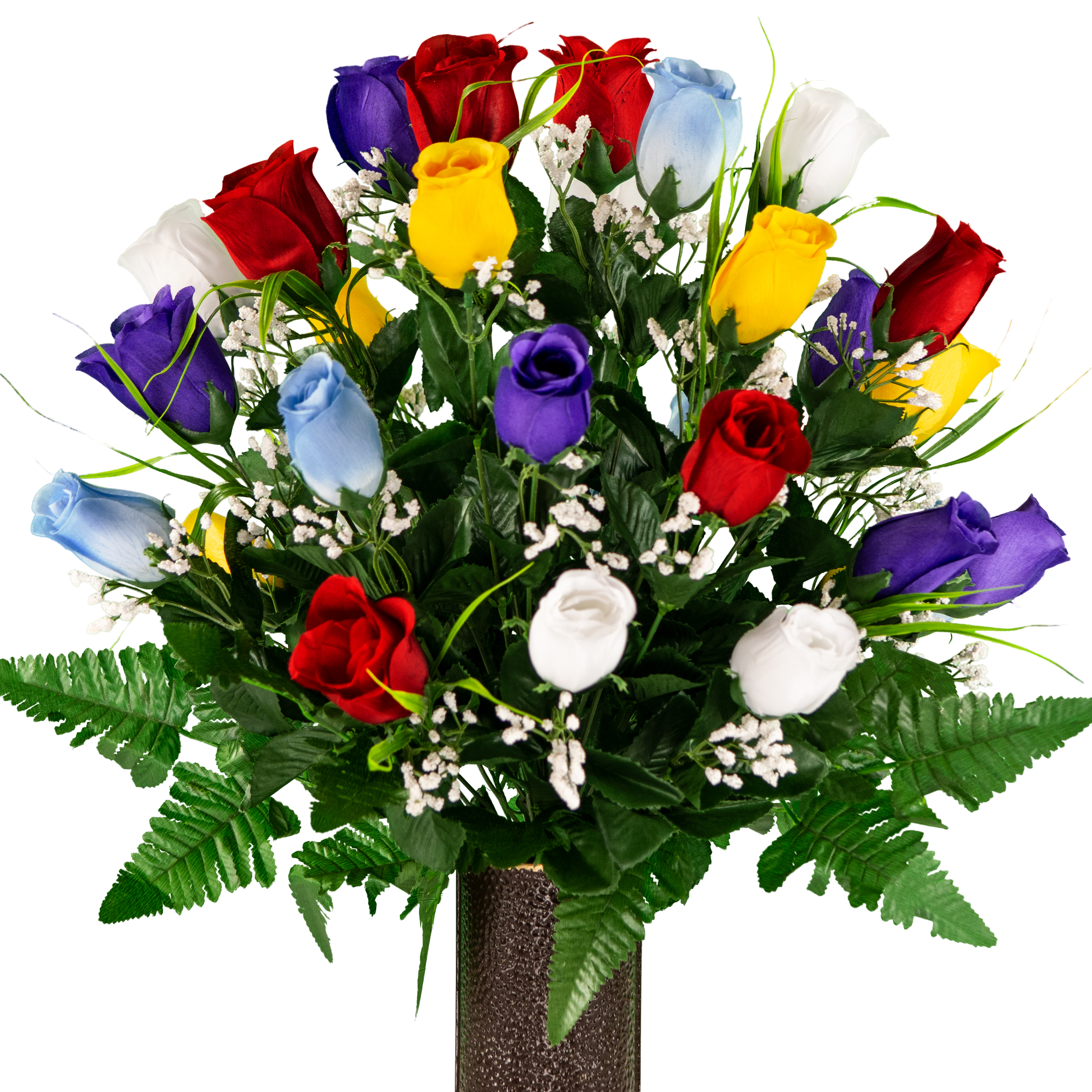 Sympathy Silks Artificial Cemetery Flowers Assorted Mixed Roses with