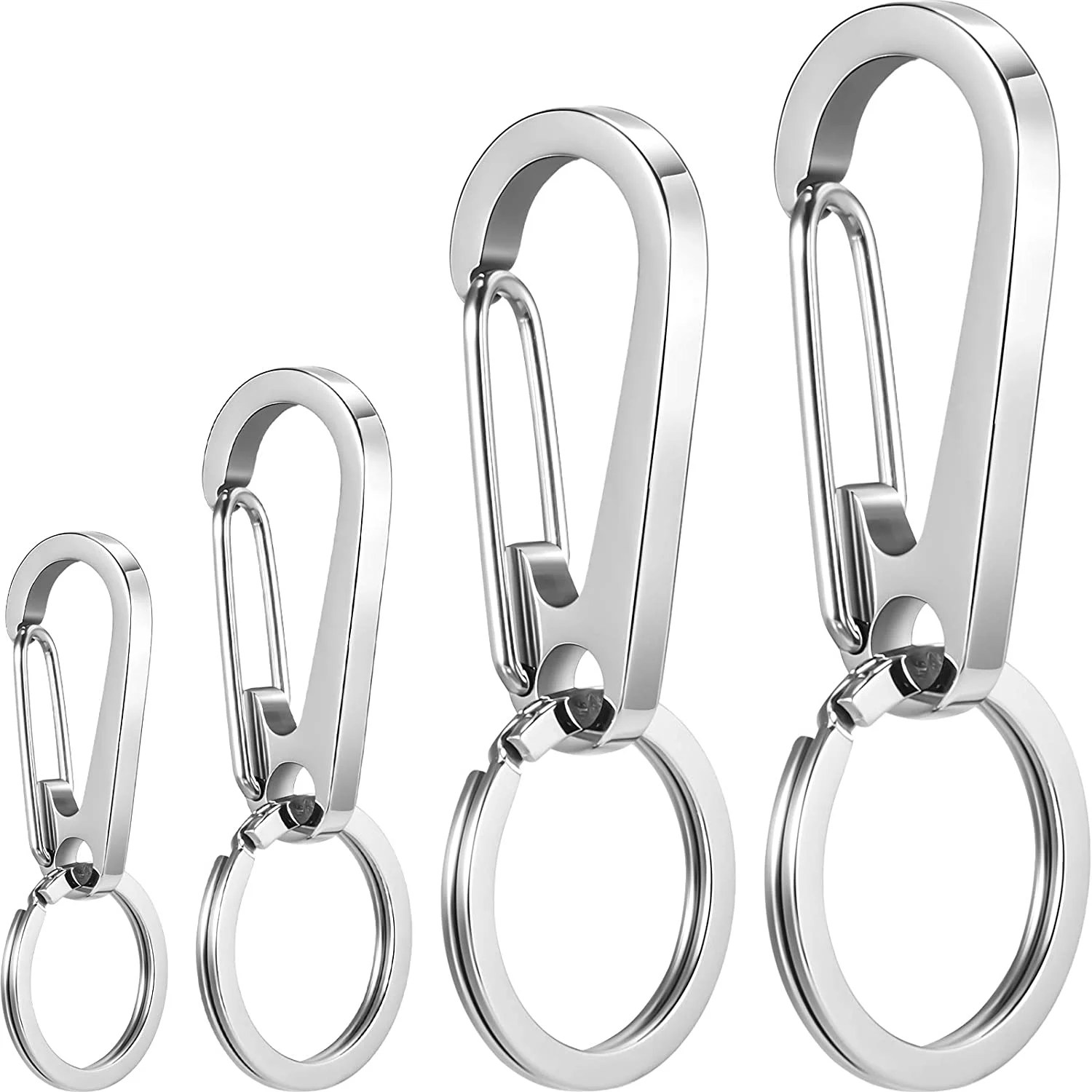 4 Pieces Dog Tag Clips with 4 Pieces Keychains, Stainless Steel Pet Tag