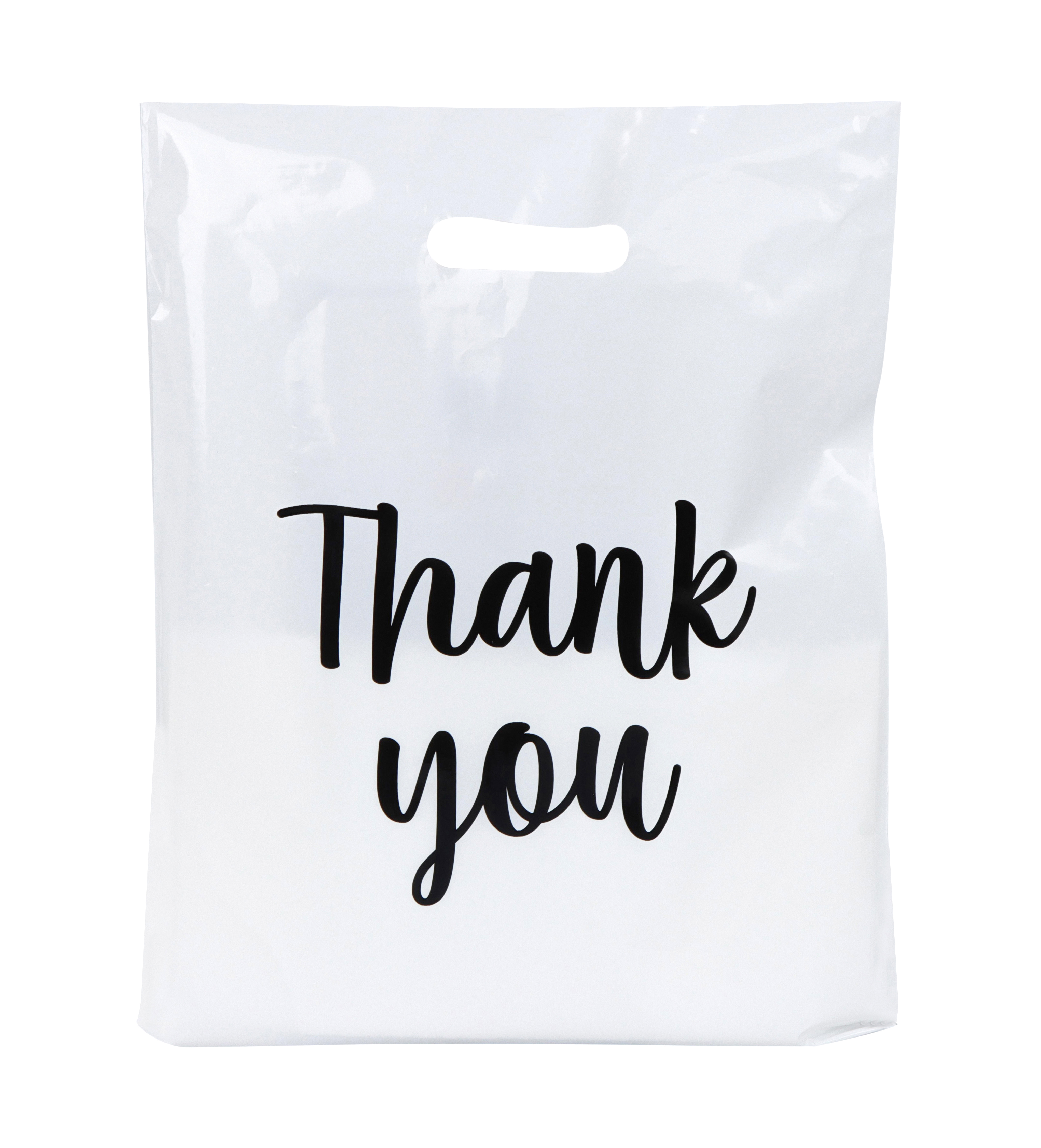 Lot45 Plastic Retail Bags 100pk White Boutique Bags 12x15in Thank You
