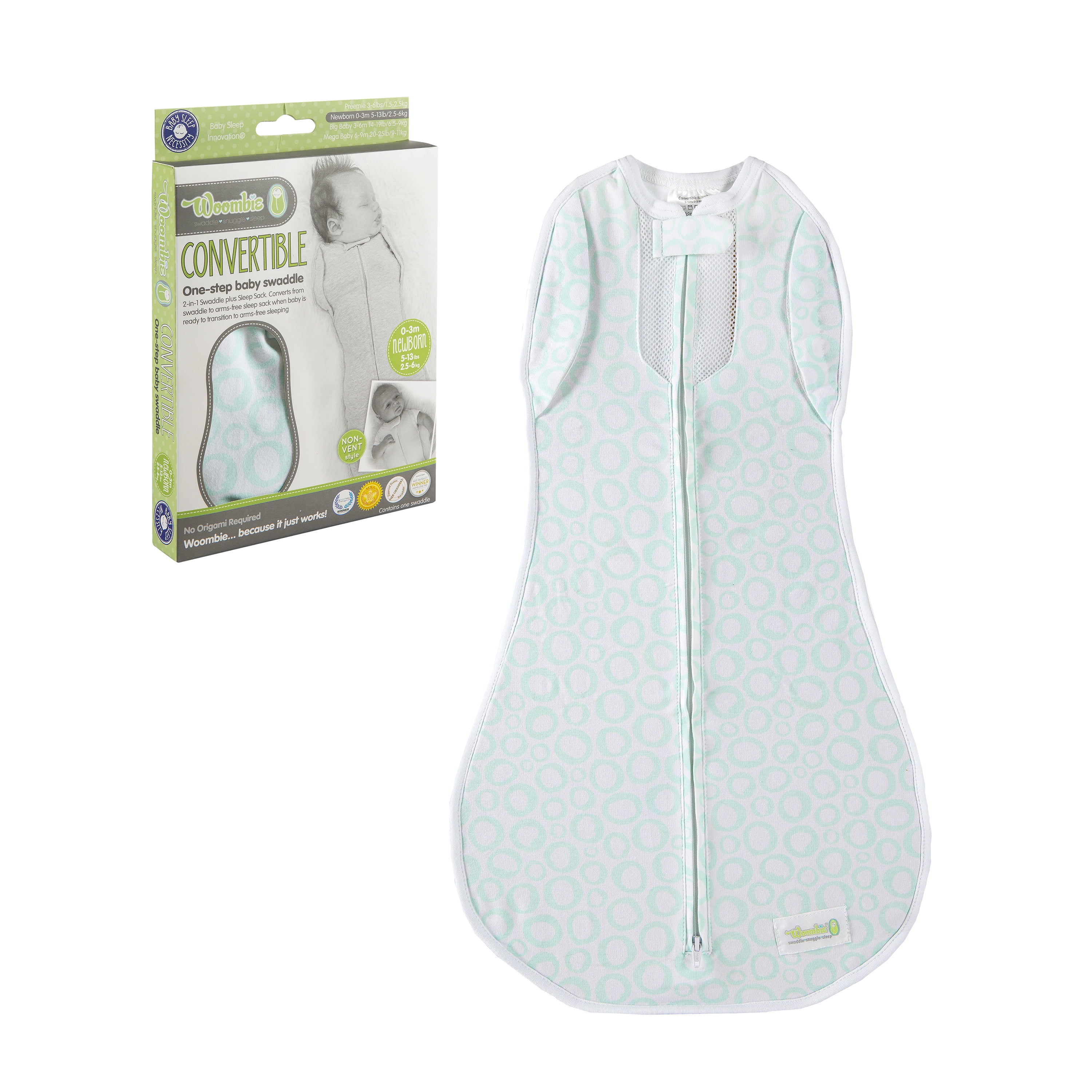 Woombie Convertible Nursery Swaddling Blanket Swaddle Converts to