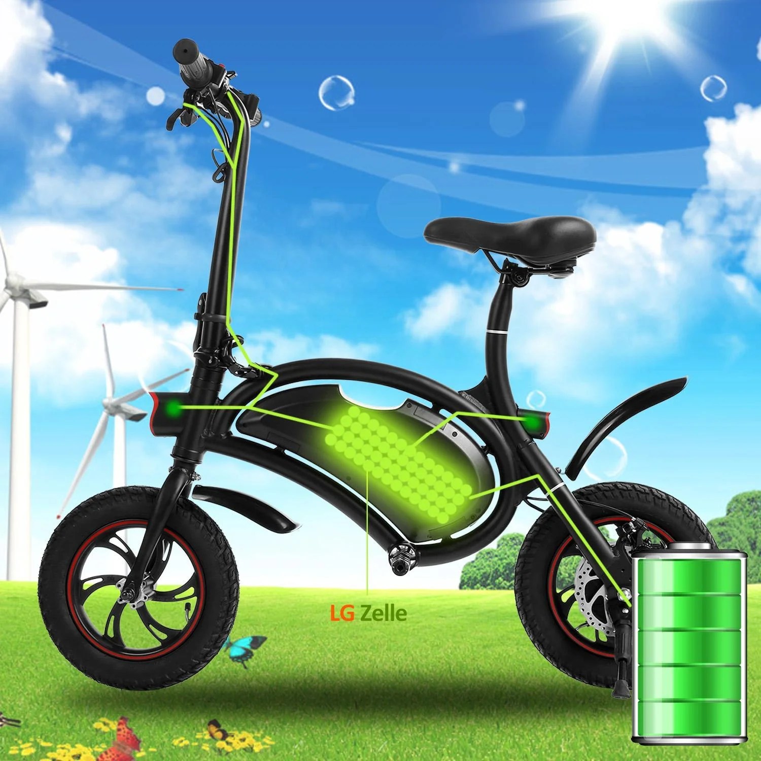 Folding Electric Bicycle/EBike/Scooter 350W Ebike with 12 Mile Range