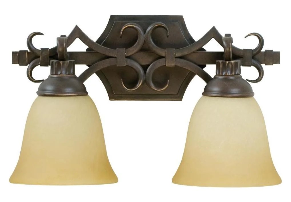 Aged Bronze Florence 2 Light Bathroom Vanity Light 15.5 Inches Wide