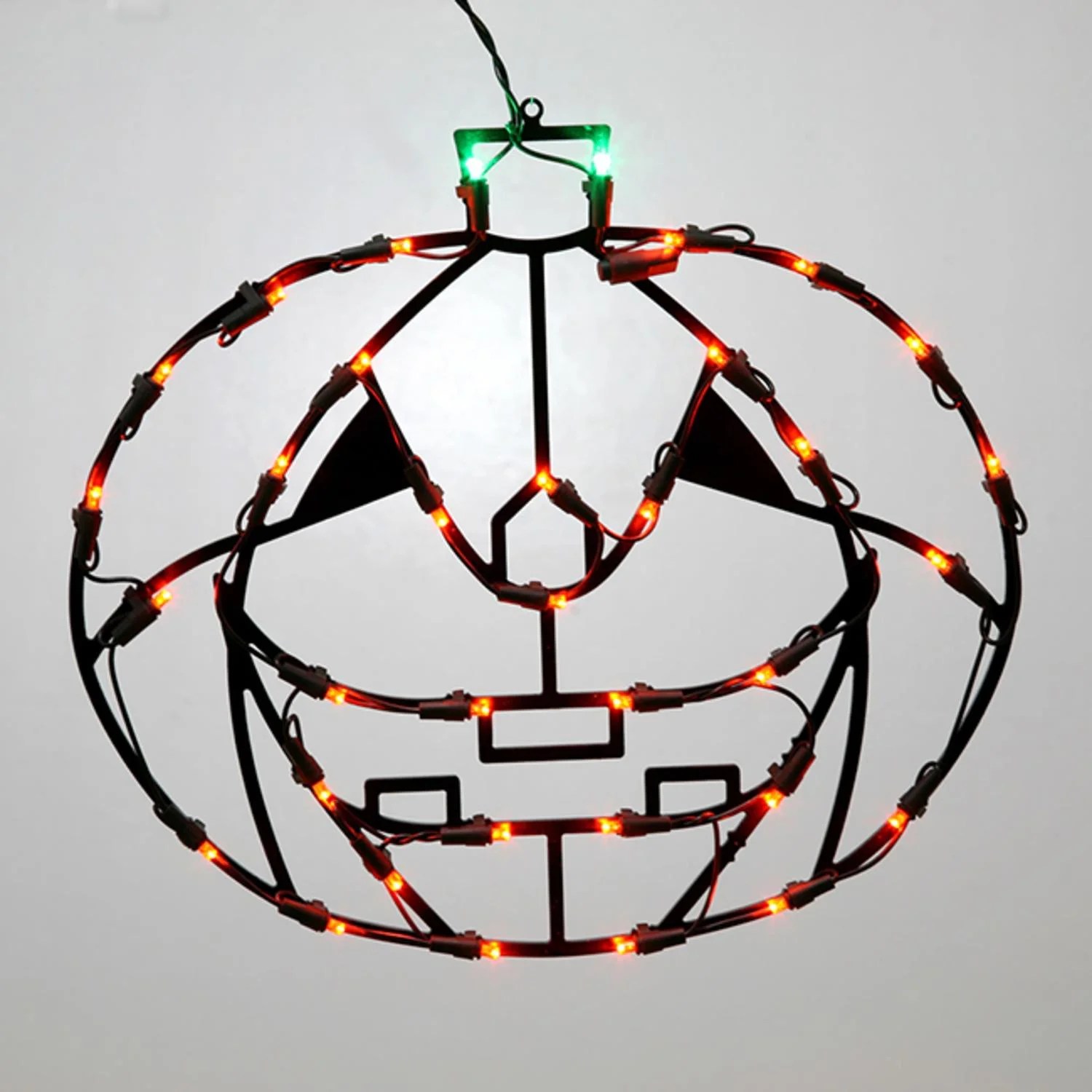 Set of 2 PreLit Halloween Rope Lighted 3D Outdoor Pumpkin Decorations