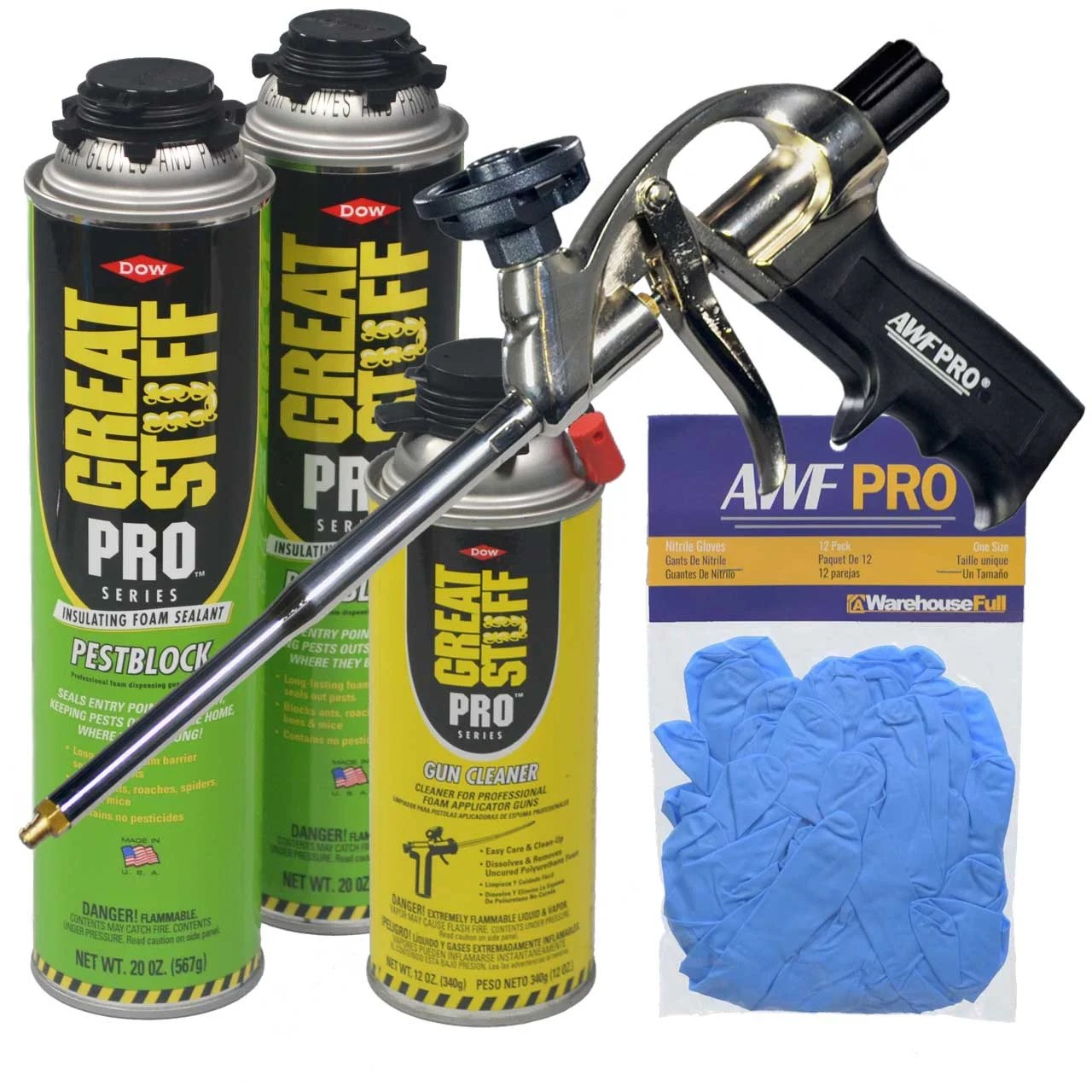 Dow Great Stuff Pro Pestblock Foam Sealant Kit with Foam Gun and Gloves