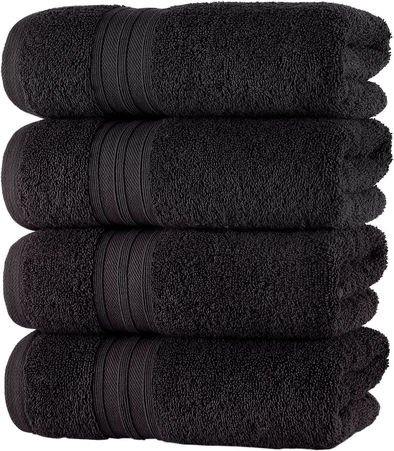 Hammam Linen Black Hand Towels Set of 4 Luxury Cotton Hand Towels for